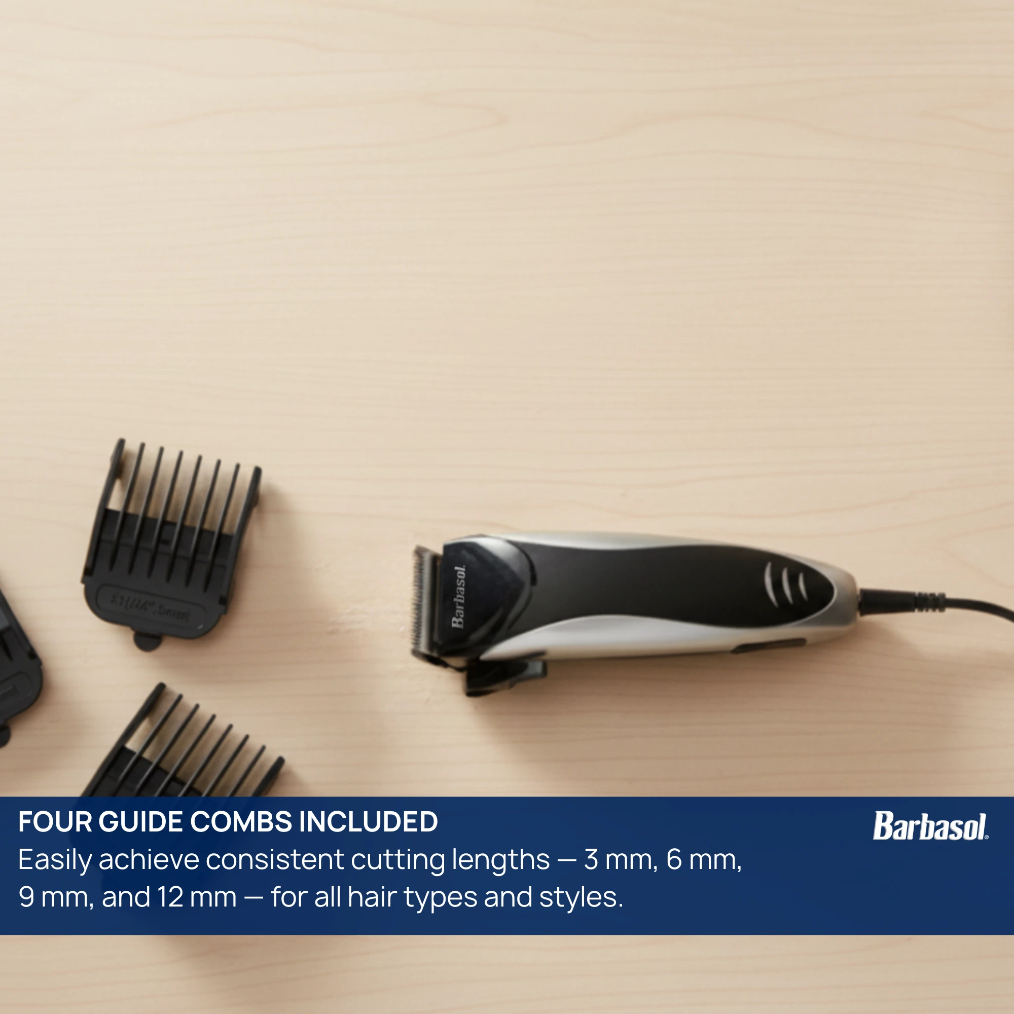 Professional Hair Clipper Kit with Stainless Steel Blades, 4 Guide Combs, Adjustable Taper and Travel Bag - Scene 5