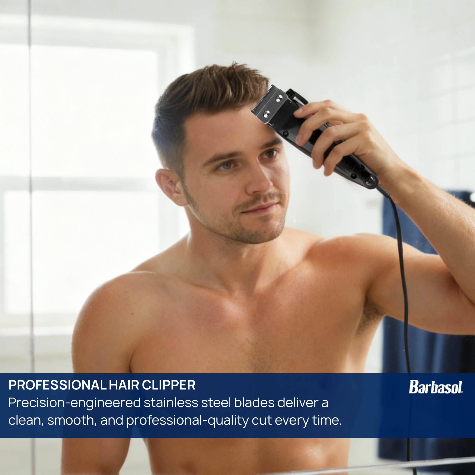 Professional Hair Clipper Kit with Stainless Steel Blades, 4 Guide Combs, Adjustable Taper and Travel Bag - Scene 7