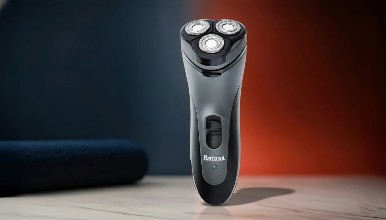 Barbasol Rechargeable Electric Rotary Shaver with Stainless Steel Blades and Pop Up Trimmer