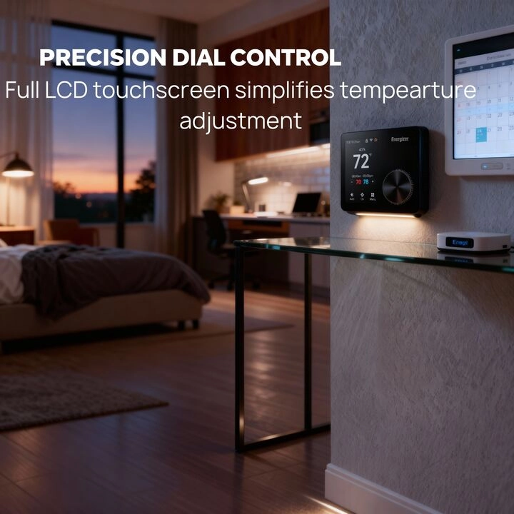 Energizer Connect Smart 5GHz Wi-Fi Programmable Thermostat with LCD Touchscreen and Voice/App Control in Black - Scene 4