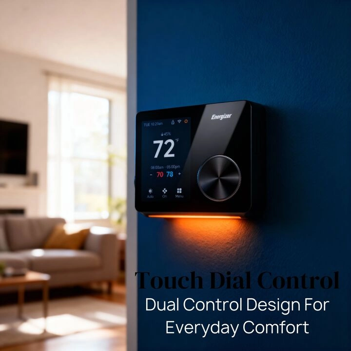 Energizer Connect Smart 5GHz Wi-Fi Programmable Thermostat with LCD Touchscreen and Voice/App Control in Black - Scene 5