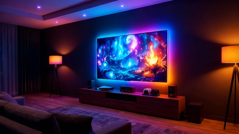 Monster Smart Lighting HDMI Color Sync LED Strip for TVs Up to 85”, Color Flow, Music Mode, App & Voice Control, HDMI Decoder