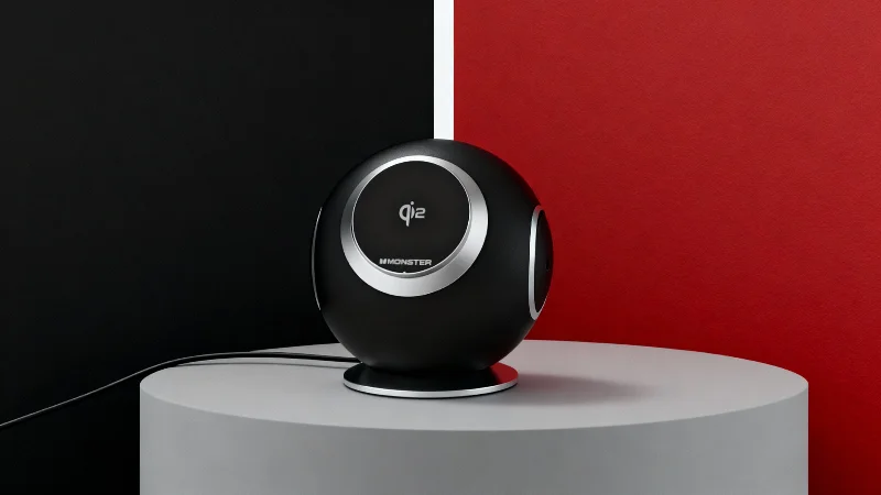 Monster 10-in-1 Wireless Charging Sphere Compatible with iPhone, Apple Watch, AirPods, 3x AC Outlets, 2x USB-C, 2x USB-A, Magnetic Base Power Station