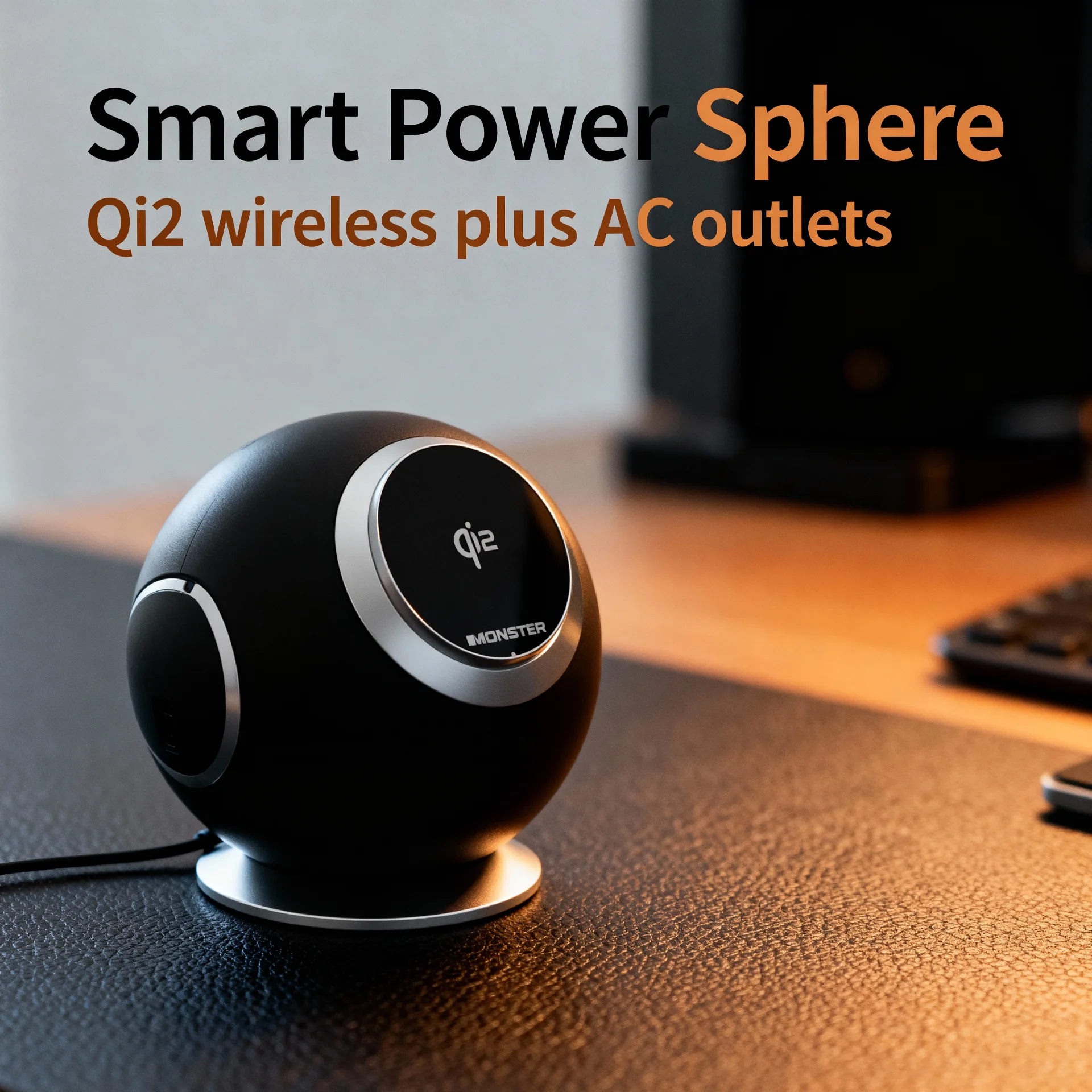 10-in-1 Wireless Charging Sphere Compatible with iPhone, Apple Watch, AirPods, 3x AC Outlets, 2x USB-C, 2x USB-A, Magnetic Base Power Station - Scene 6