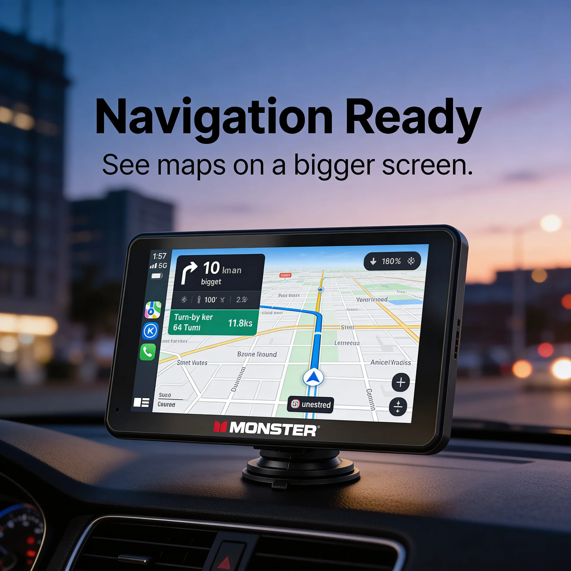 7" Wireless Carplay Screen with Bluetooth Apple Car Play & Android Auto - Scene 4