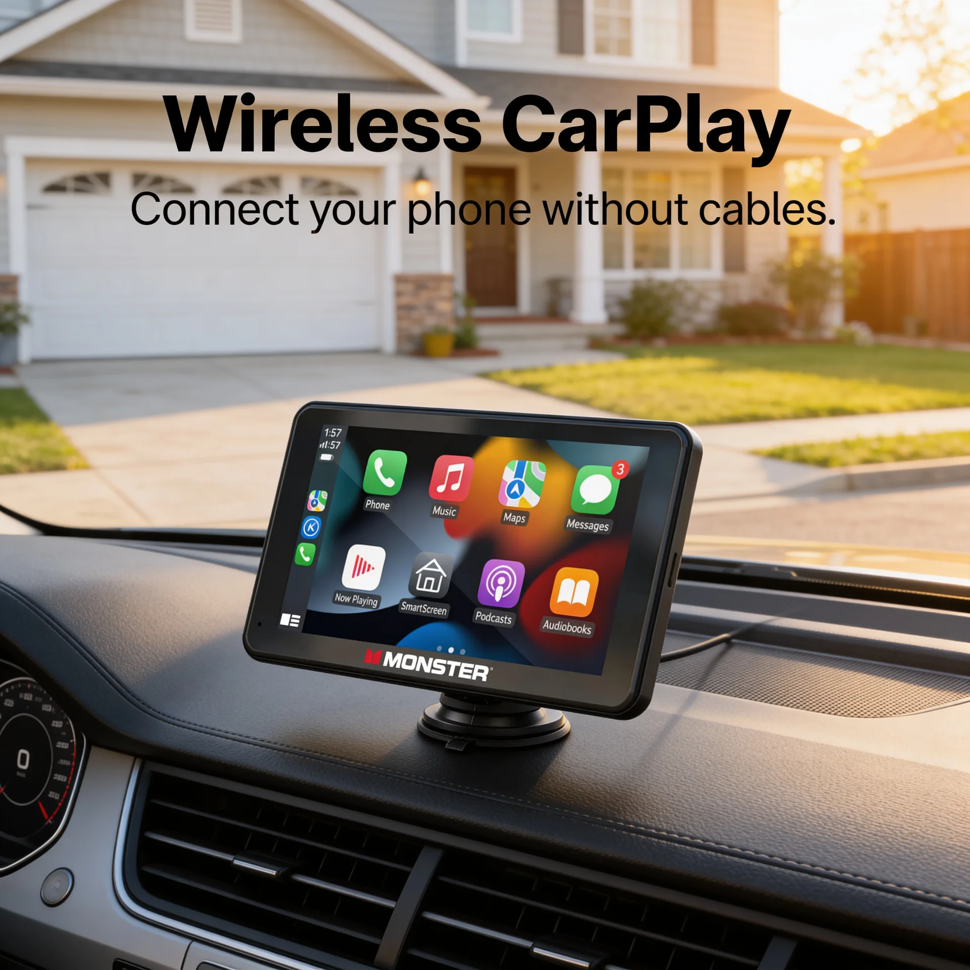 7" Wireless Carplay Screen with Bluetooth Apple Car Play & Android Auto - Scene 5