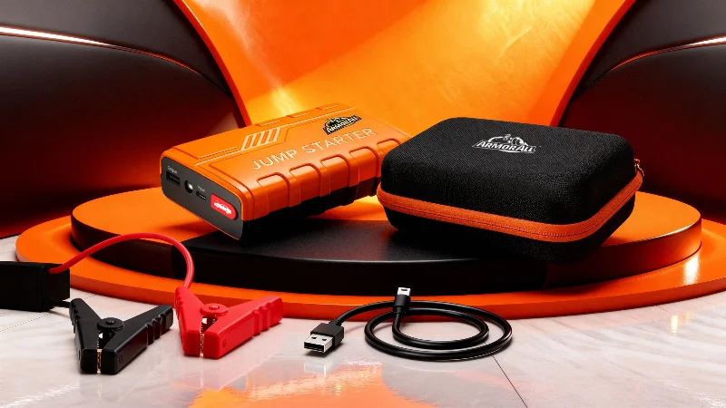 Armor All Emergency Jump Starter Power Bank Kit, 800A Peak Amps, Ultra-Bright LED Flashlight