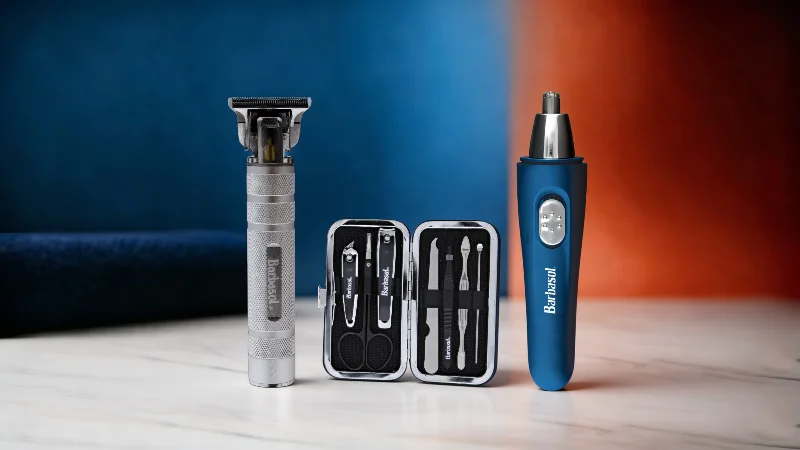 Barbasol 15-Piece All-In-One Men’s Grooming & Manicure Set with T-Blade Trimmer, Ear/Nose Trimmer, and Travel Bag