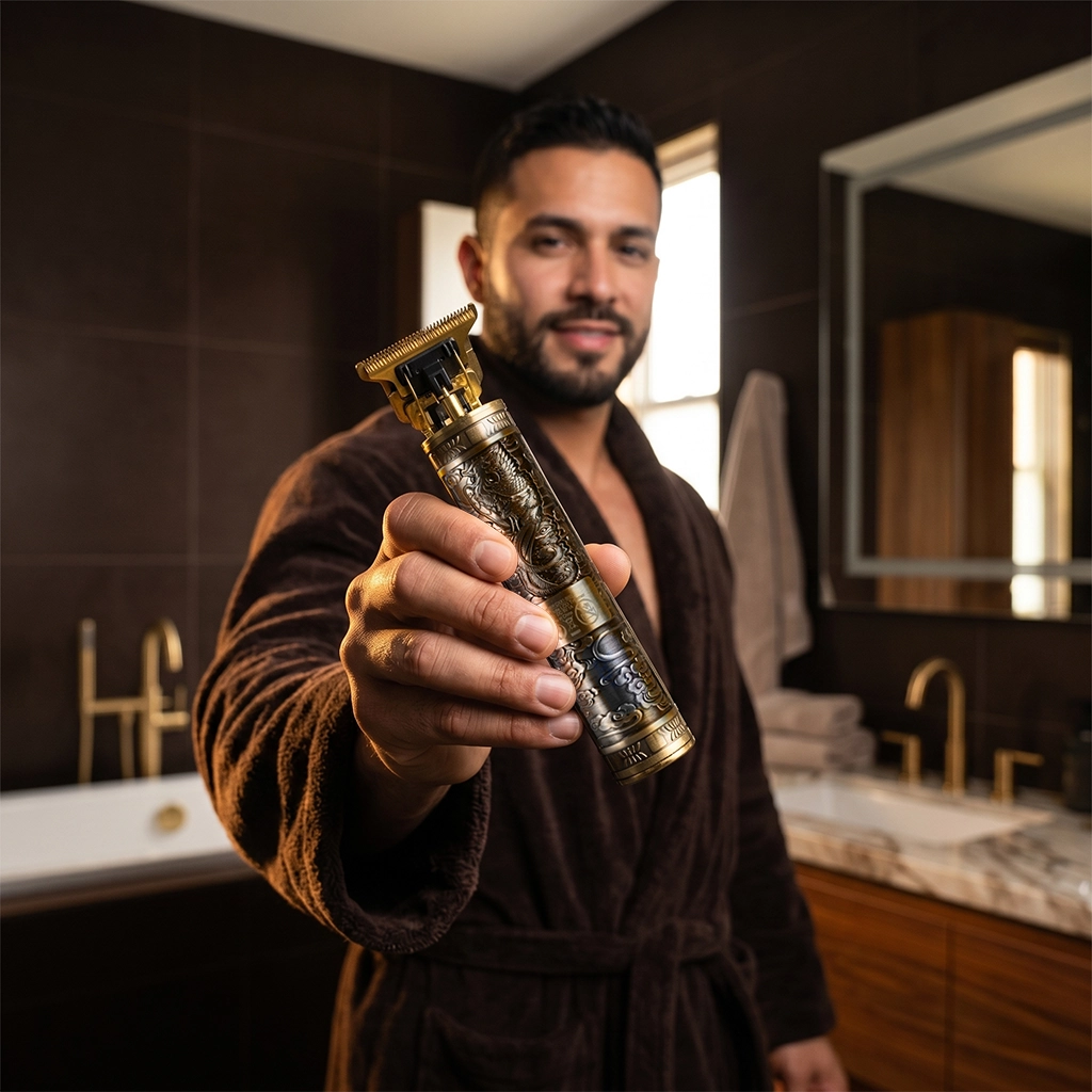 Kyoto T-Blade Rechargeable Beard Trimmer for Men, Hair & Detail Grooming, LCD Display, 120 Min Runtime, 3 Speeds, 4 Guide Combs, Cordless Hair Clipper - Scene 5