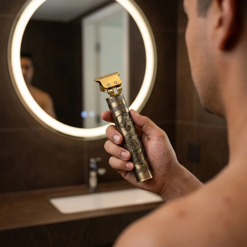 Mens Dragon T-Blade Beard Trimmer with Ergonomic Handle, Zero-Gapped, 4 Guide Combs - Scene 7