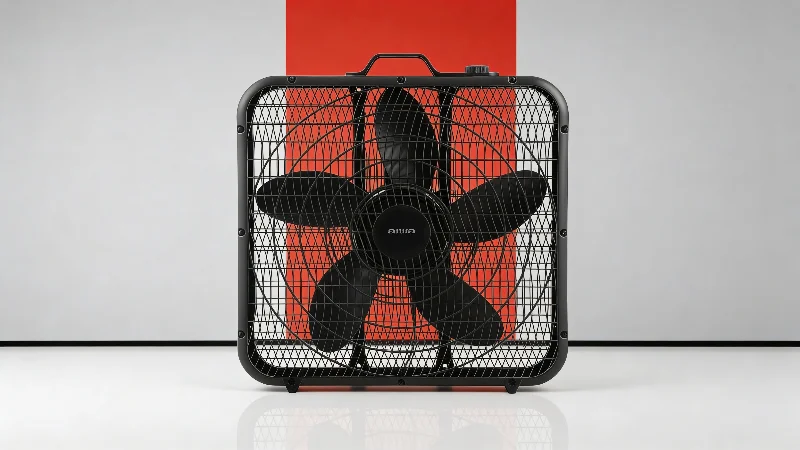 AIWA Aiwa 20" Electric Box Fan – Portable Floor Fan with Adjustable Airflow – 3-Speed Quiet Cooling Motor – Black