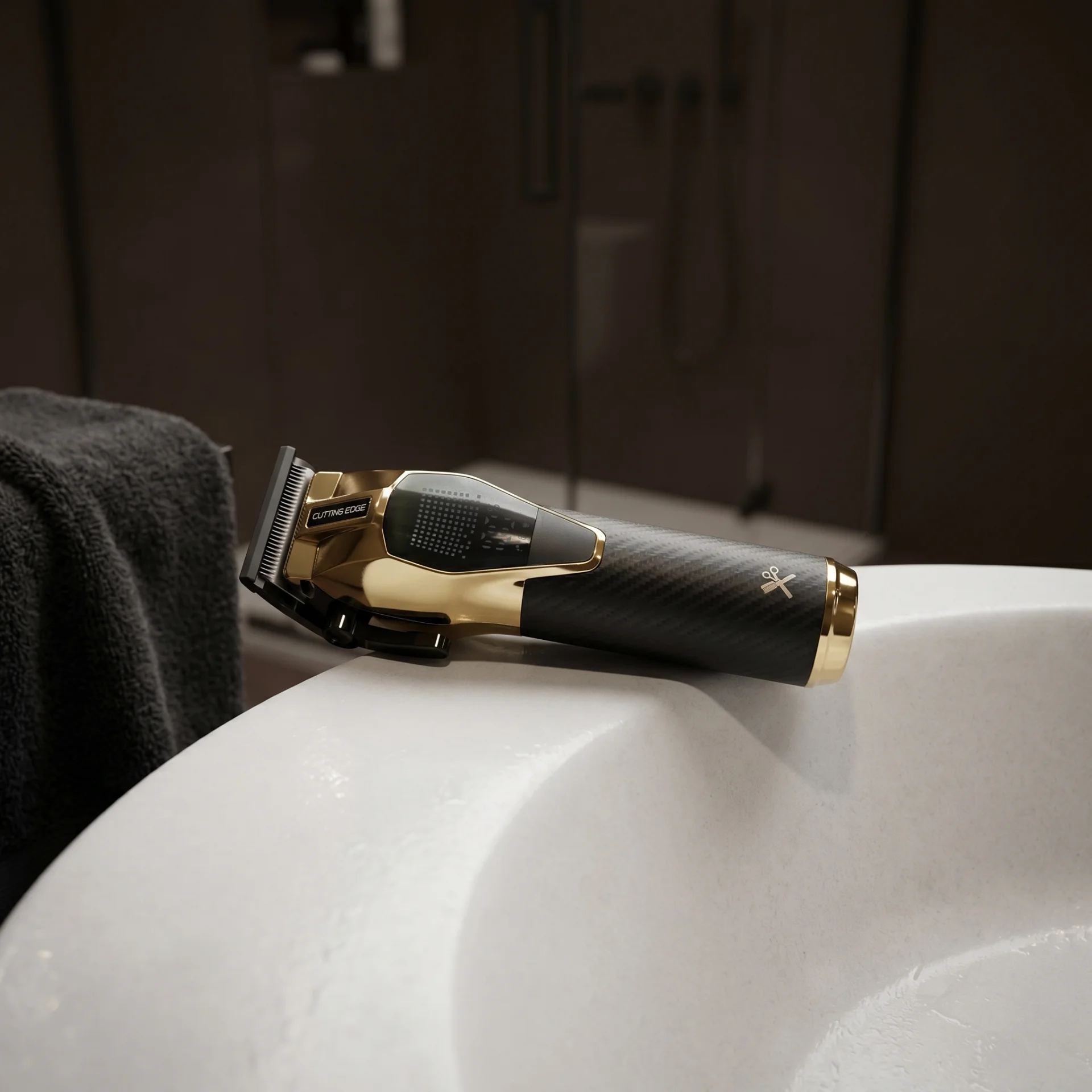 Professional 3-Piece Interchangeable Rechargeable Battery Hair Cutting Kit with LED Display, Rechargeable Lithium Power – Clipper, Trimmer; Foil Shaver, Gold/Black - Scene 9