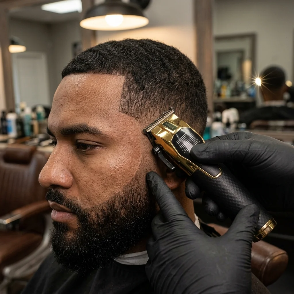 Professional 3-Piece Interchangeable Rechargeable Battery Hair Cutting Kit with LED Display, Rechargeable Lithium Power – Clipper, Trimmer; Foil Shaver, Gold/Black - Scene 10