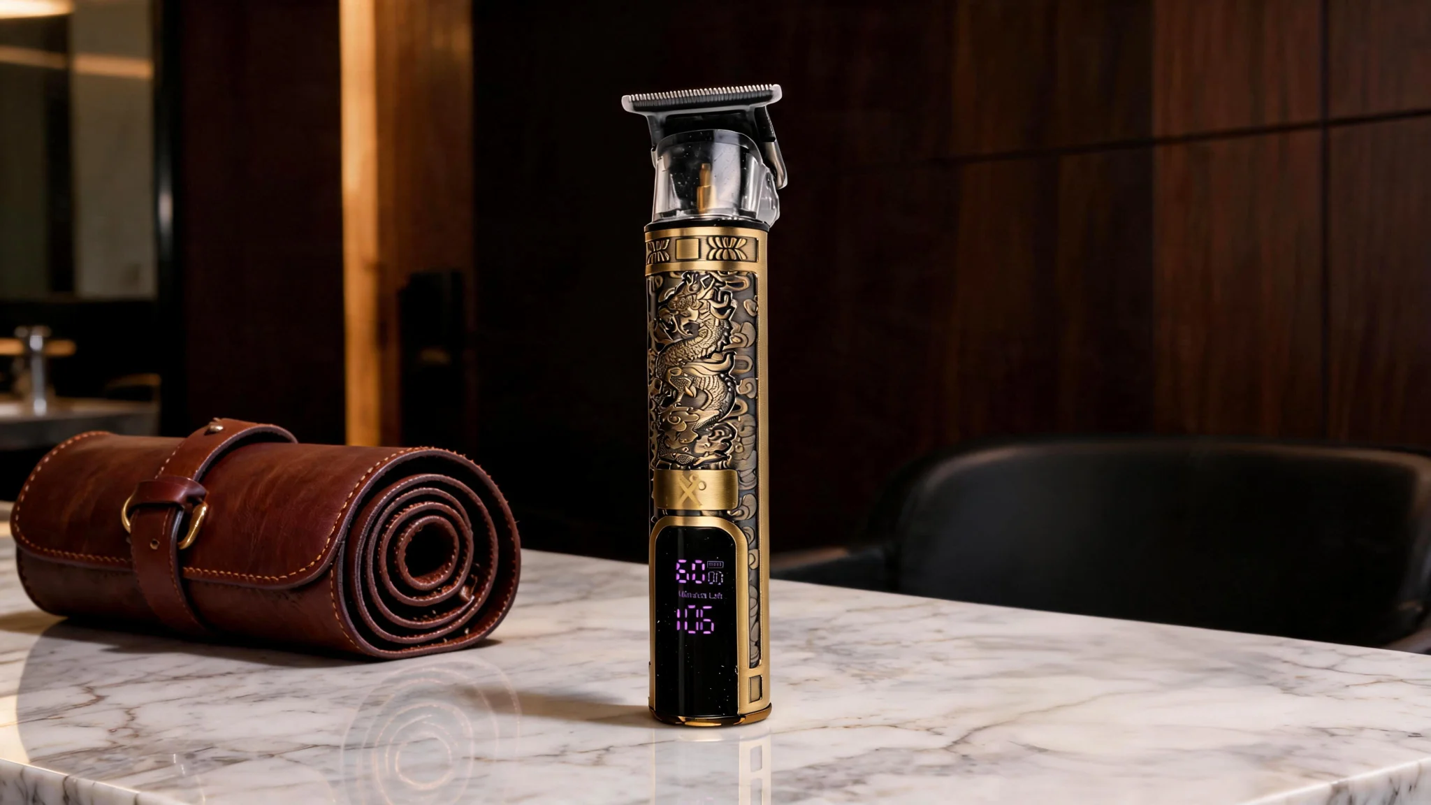 Kyoto T-Blade Rechargeable Beard Trimmer for Men, Hair & Detail Grooming, LCD Display, 120 Min Runtime, 3 Speeds, 4 Guide Combs, Cordless Hair Clipper - Scene 4