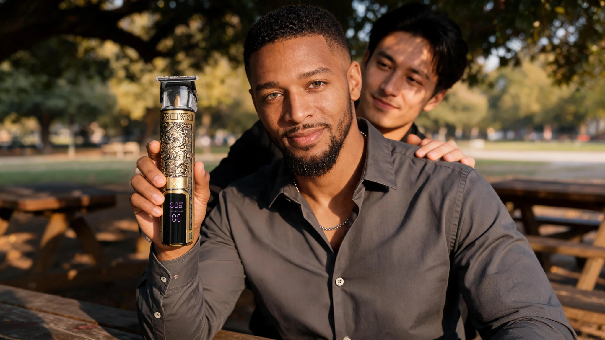 Kyoto T-Blade Rechargeable Beard Trimmer for Men, Hair & Detail Grooming, LCD Display, 120 Min Runtime, 3 Speeds, 4 Guide Combs, Cordless Hair Clipper - Scene 8