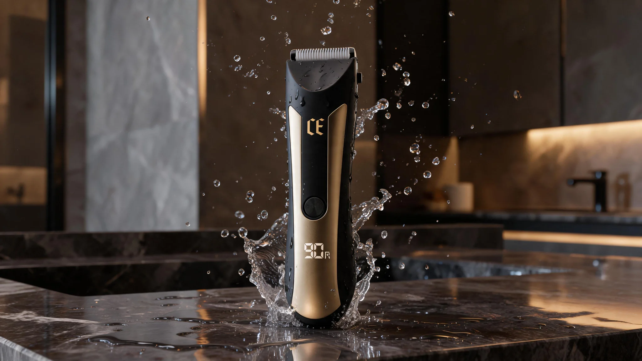 Mens Waterproof Body Trimmer with LED Light, Body Hair Trimmer with Adjustable Guide Comb, Ceramic Blade, LCD Indicator, Rechargeable 90 Minute - Scene 3