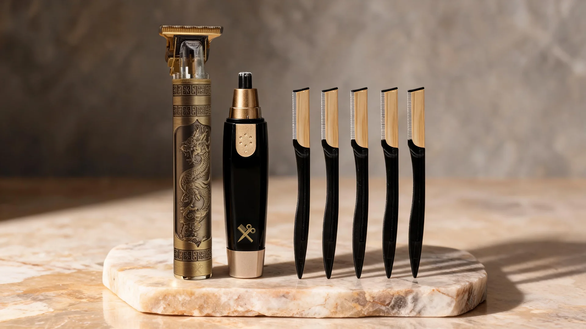 Men's Grooming Kit Gift Set with T Blade Trimmer, Ear and Nose Hair Trimmer, Manicure Tools and Travel Dopp Case, Father's Day Gift for Dad - Scene 6