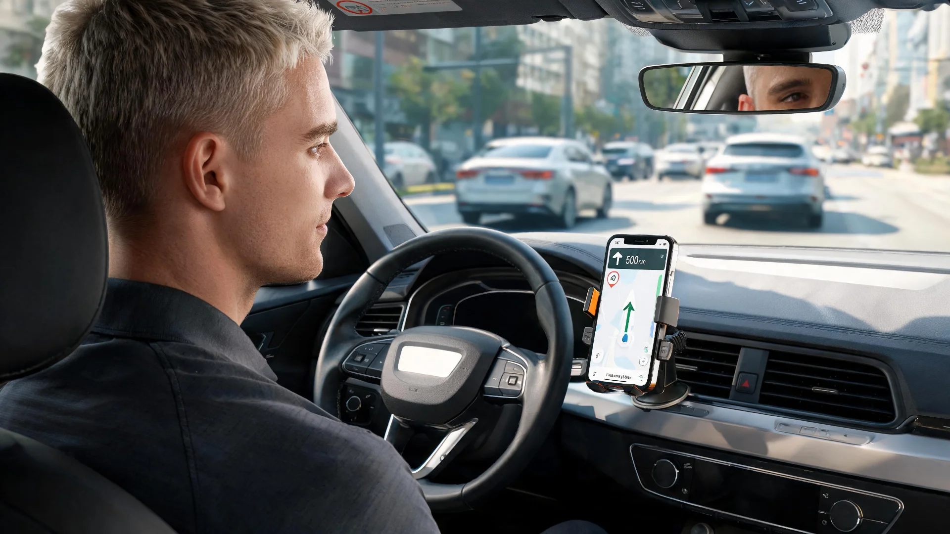 Universal Smartphone Mount with Dashboard, Windshield and Air Vent - Scene 8
