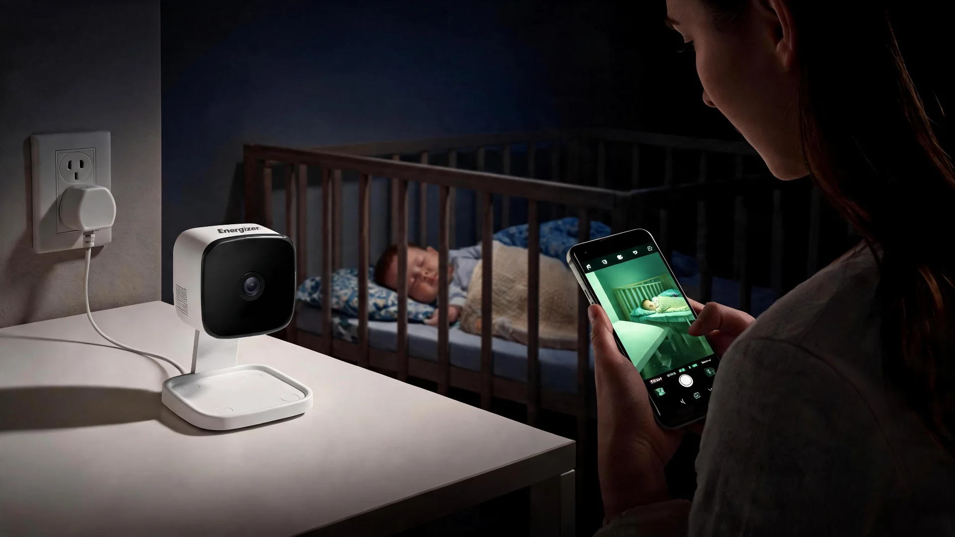 Energizer Connect Smart Wi-Fi 2K QHD Foldable Privacy Indoor Security Camera in White - Scene 6