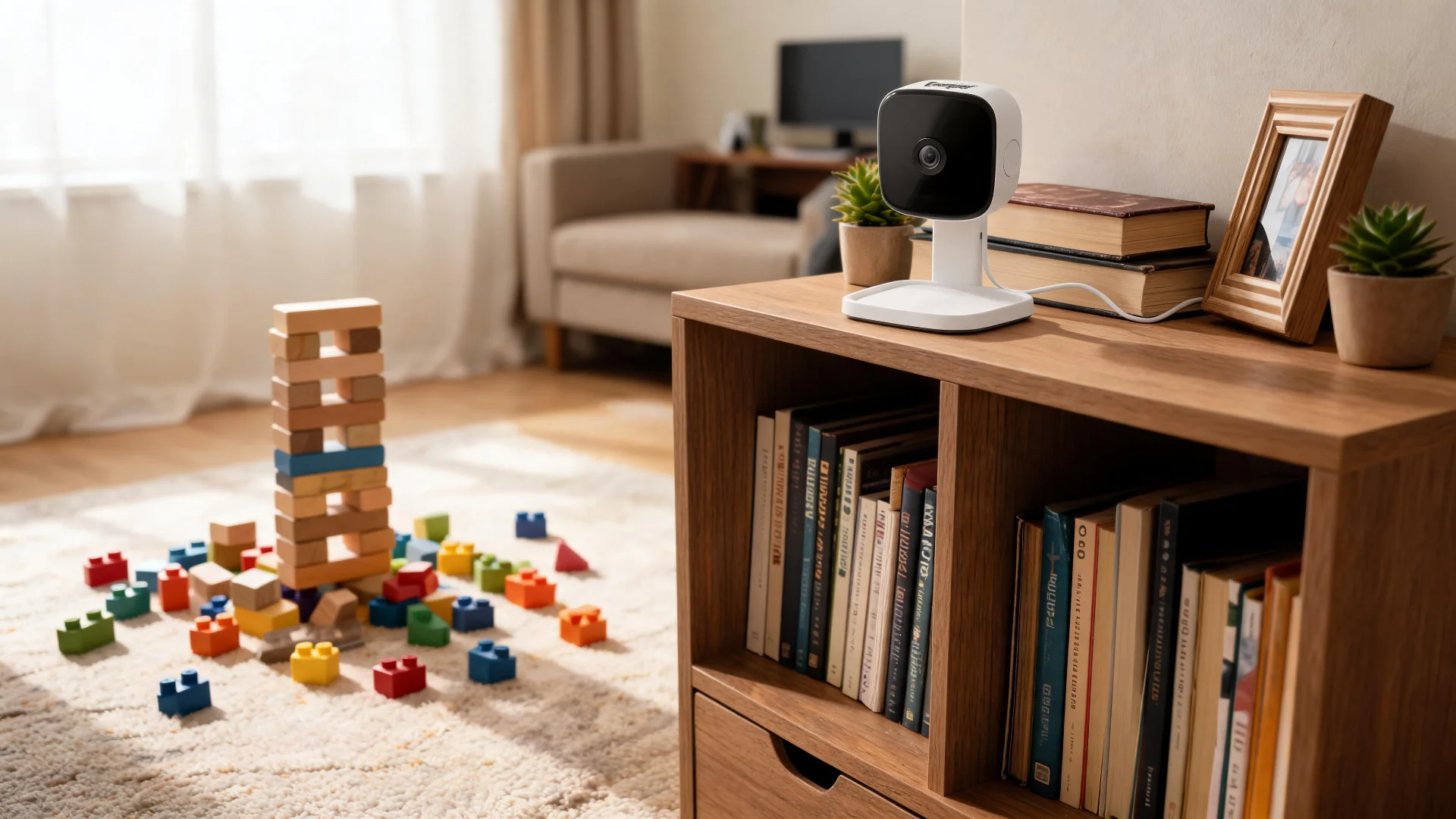 Energizer Connect Smart Wi-Fi 2K QHD Foldable Privacy Indoor Security Camera in White - Scene 7