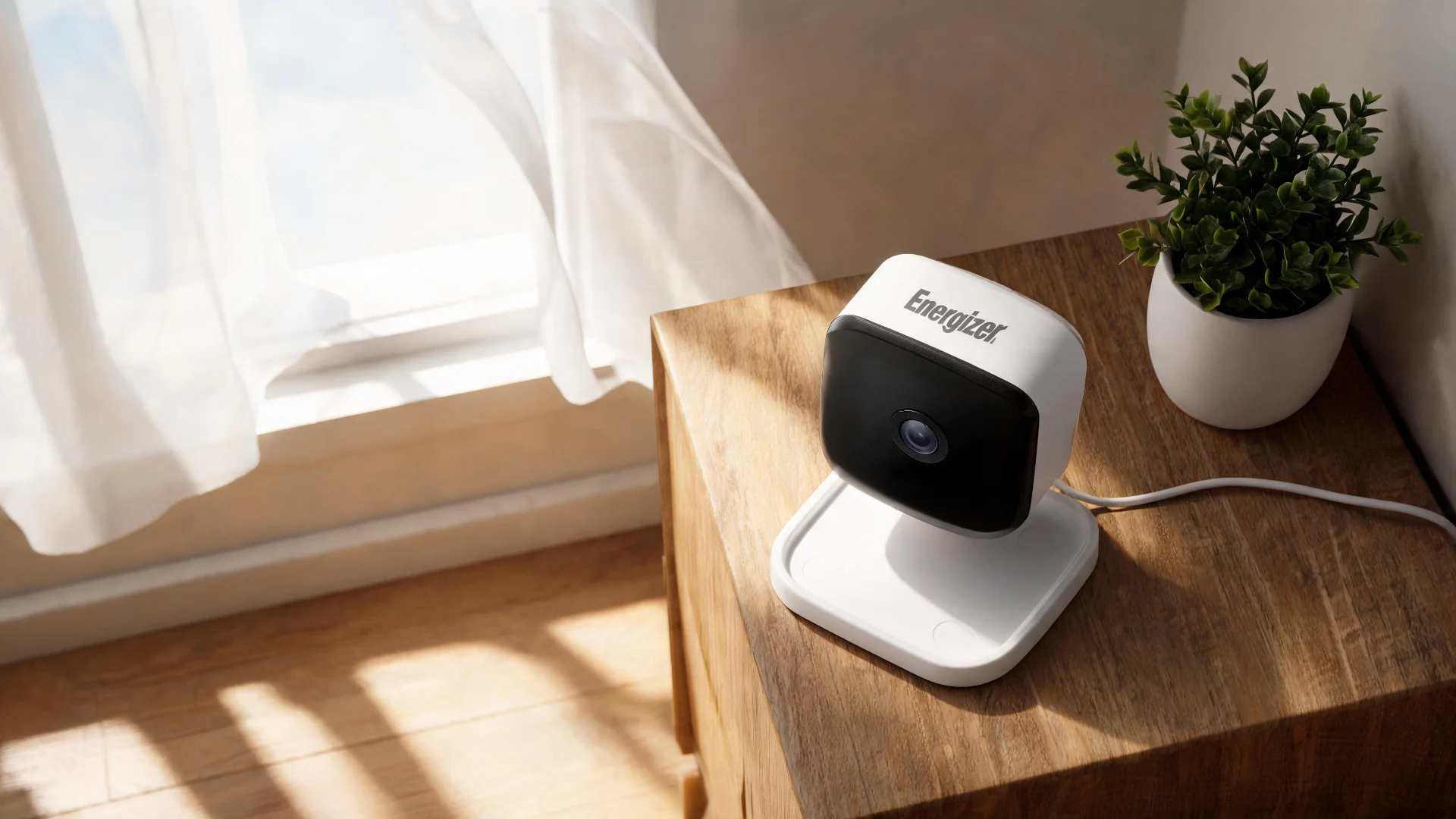 Energizer Connect Smart Wi-Fi 2K QHD Foldable Privacy Indoor Security Camera in White - Scene 8