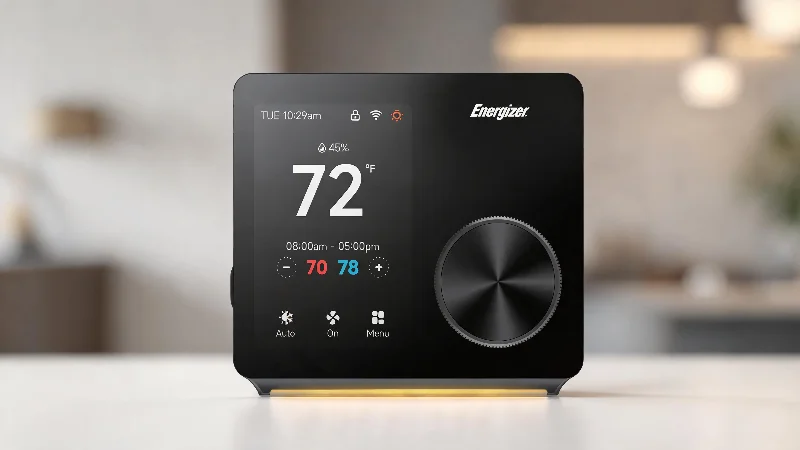 Energizer Energizer Connect Smart 5GHz Wi-Fi Programmable Thermostat with LCD Touchscreen and Voice/App Control in Black