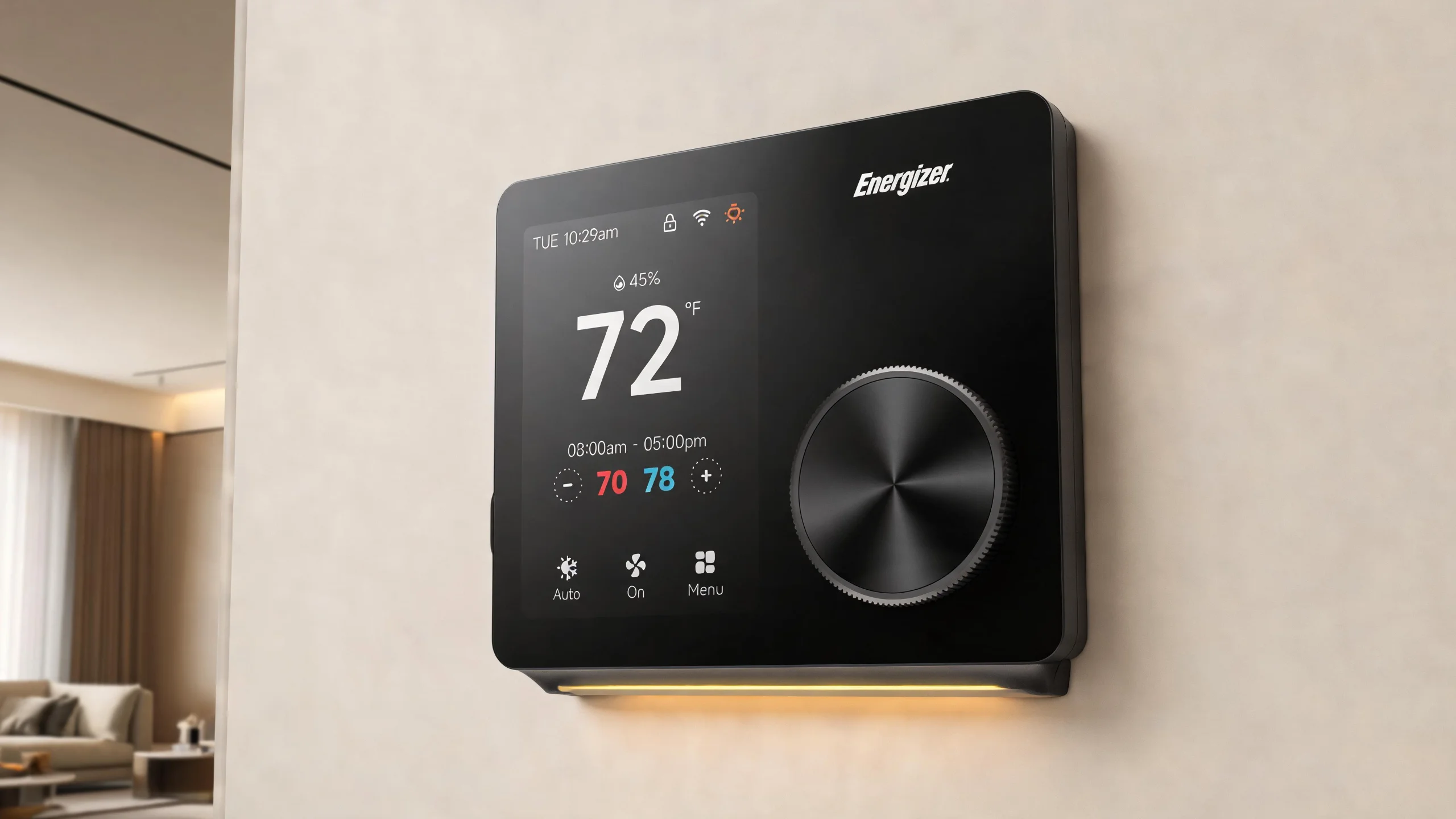 Energizer Connect Smart 5GHz Wi-Fi Programmable Thermostat with LCD Touchscreen and Voice/App Control in Black - Slide 3