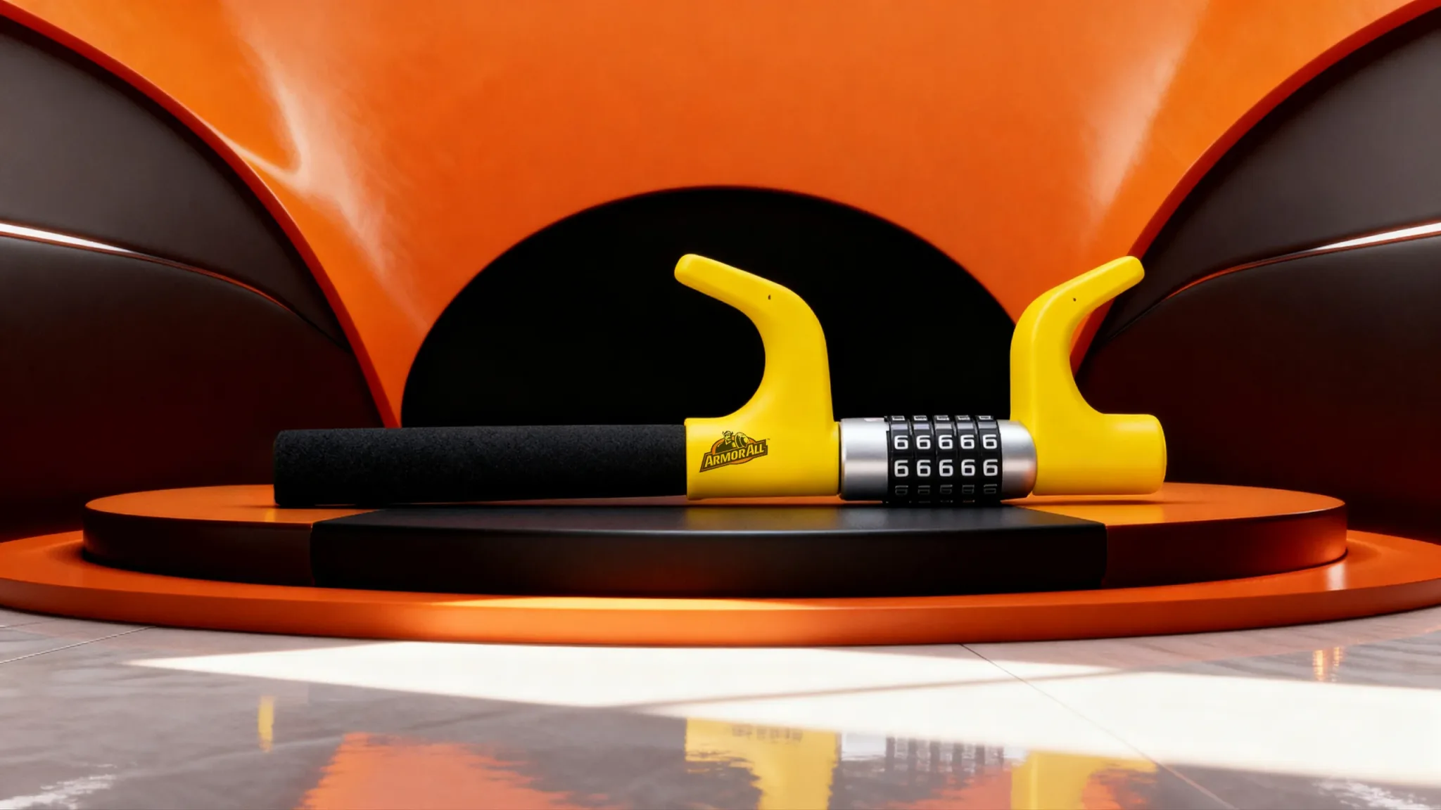 Armor All Universal Combination Steering Wheel Lock – Heavy-Duty Anti-Theft Car Security Device – Keyless 5-Digit Resettable Combination, High-Visibility Yellow, Fits Most Cars, SUVs, and Trucks