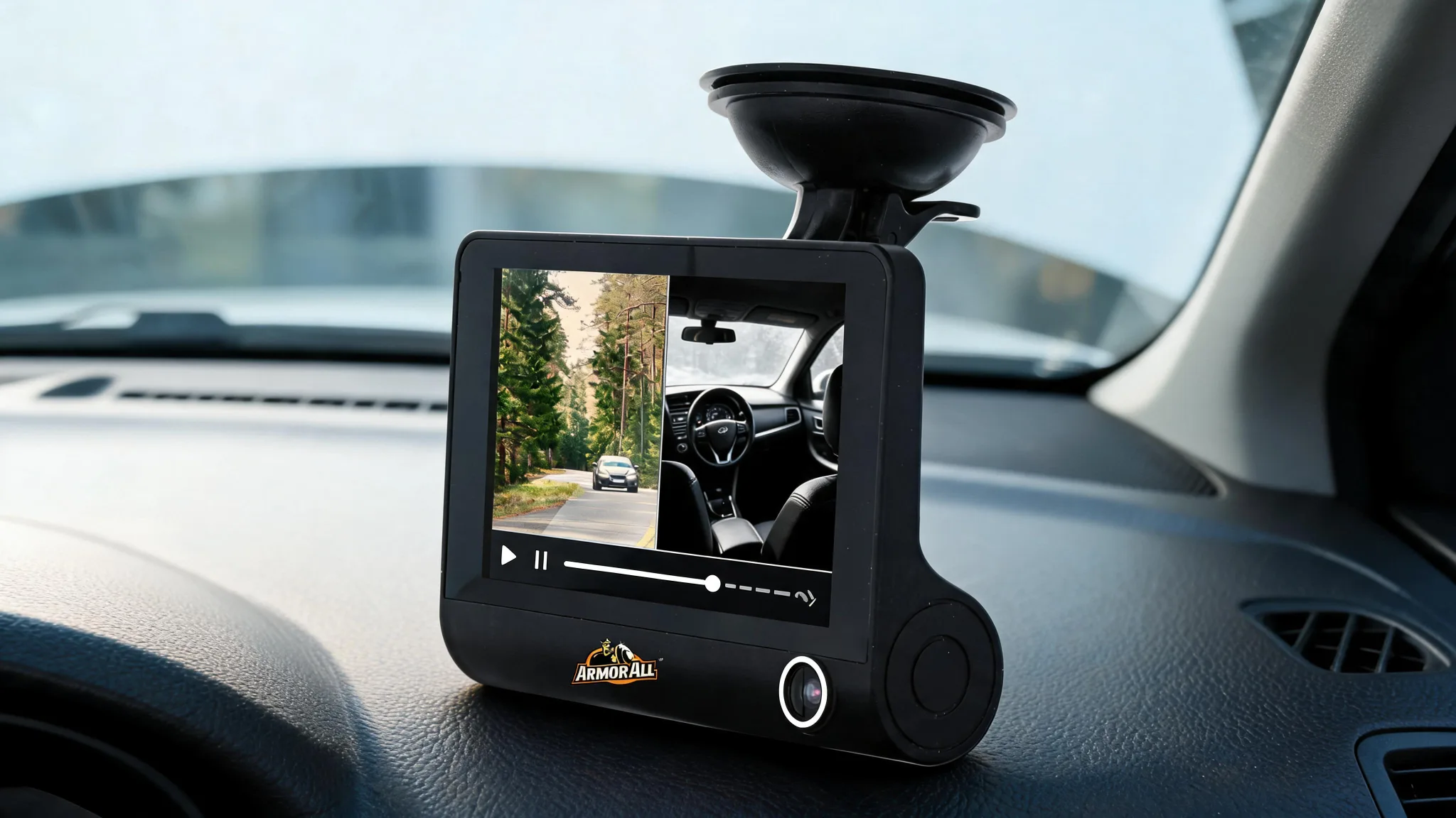 Armor All Universal 4-inch LCD 1080P HD Dual-Lens Dash Camera, G-sensor Detects Motion