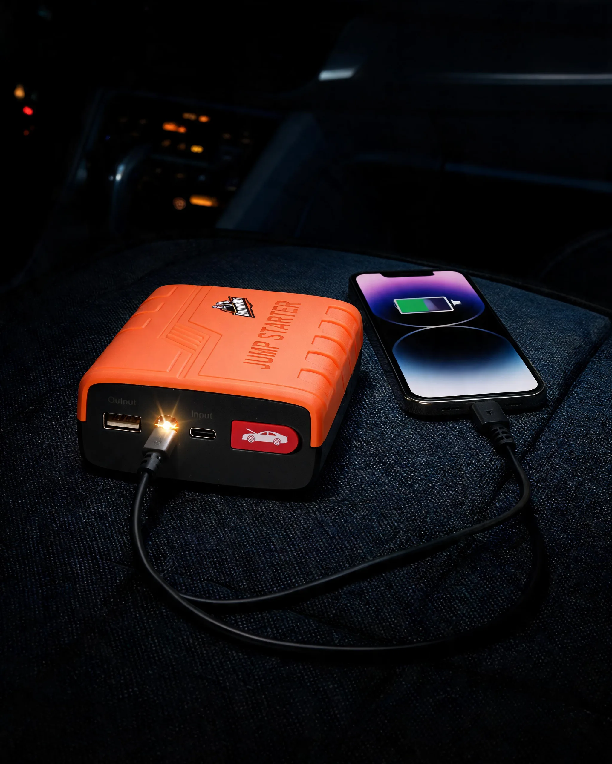 Armor All Emergency Jump Starter Power Bank Kit, 800A Peak Amps, Ultra-Bright LED Flashlight