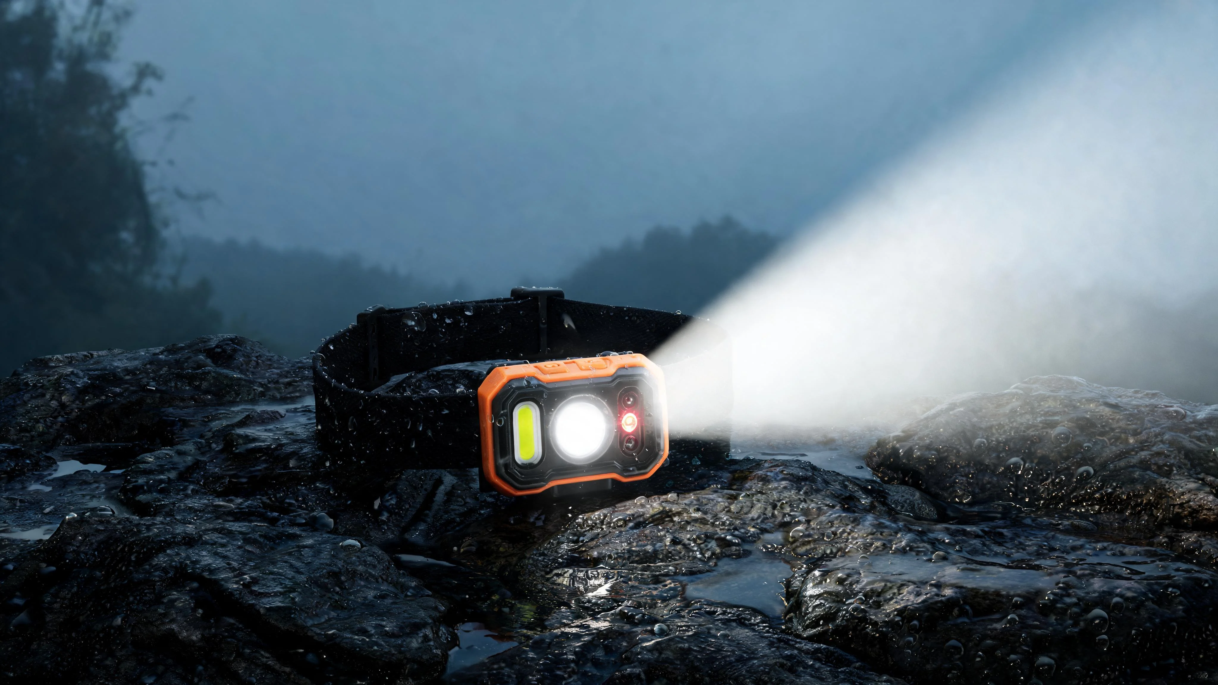 Rechargeable Headlamp with Wave Sensor, Ultra Bright 1,000 Lumens LED Head Light, Adjustable 90° Tilt, 7 Lighting Modes, IP65 Waterproof, Fits Over Helmet, 14 Hour Head Lamp for Camping - Slide 3