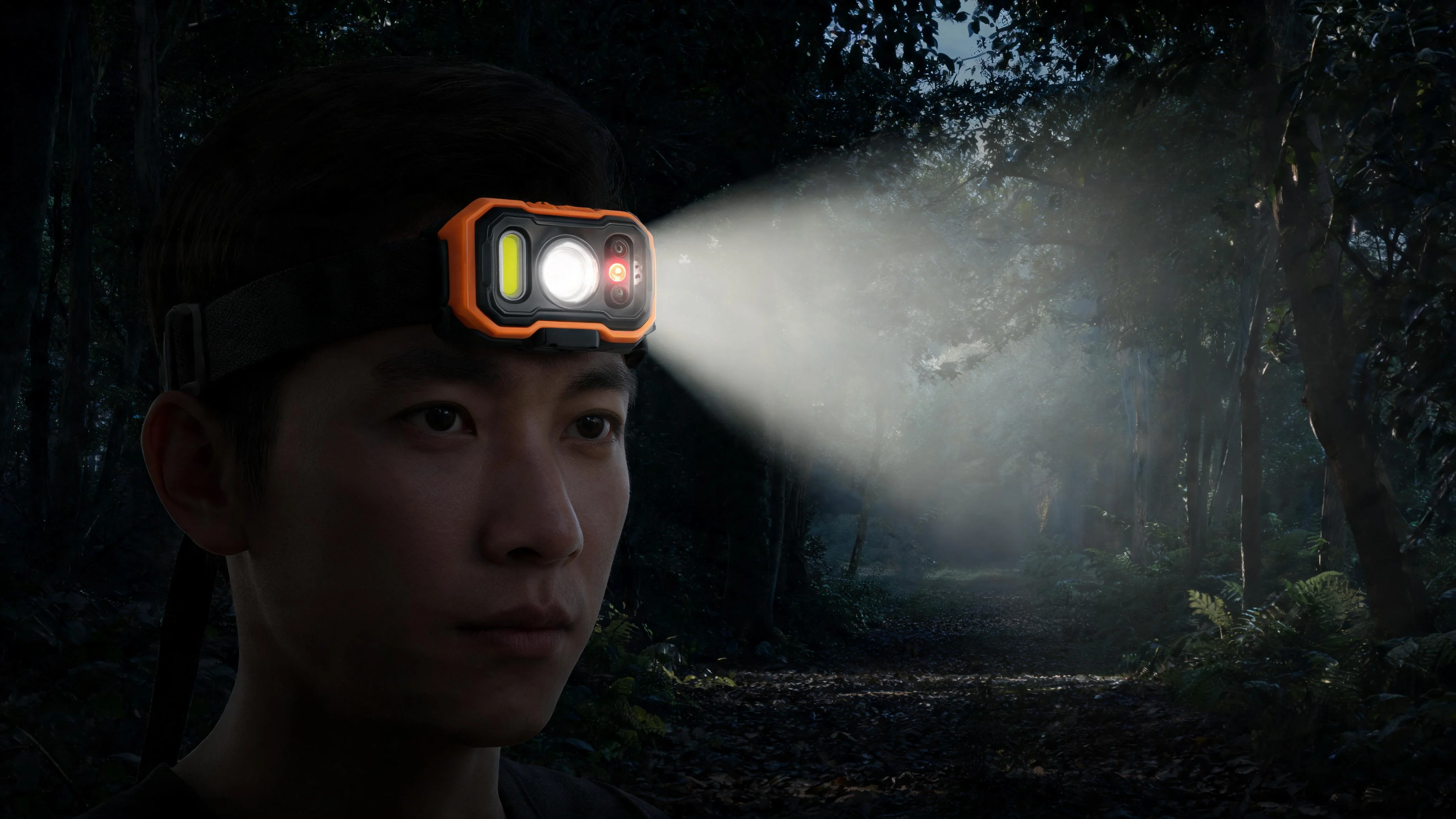 Rechargeable Headlamp with Wave Sensor, Ultra Bright 1,000 Lumens LED Head Light, Adjustable 90° Tilt, 7 Lighting Modes, IP65 Waterproof, Fits Over Helmet, 14 Hour Head Lamp for Camping - Scene 5