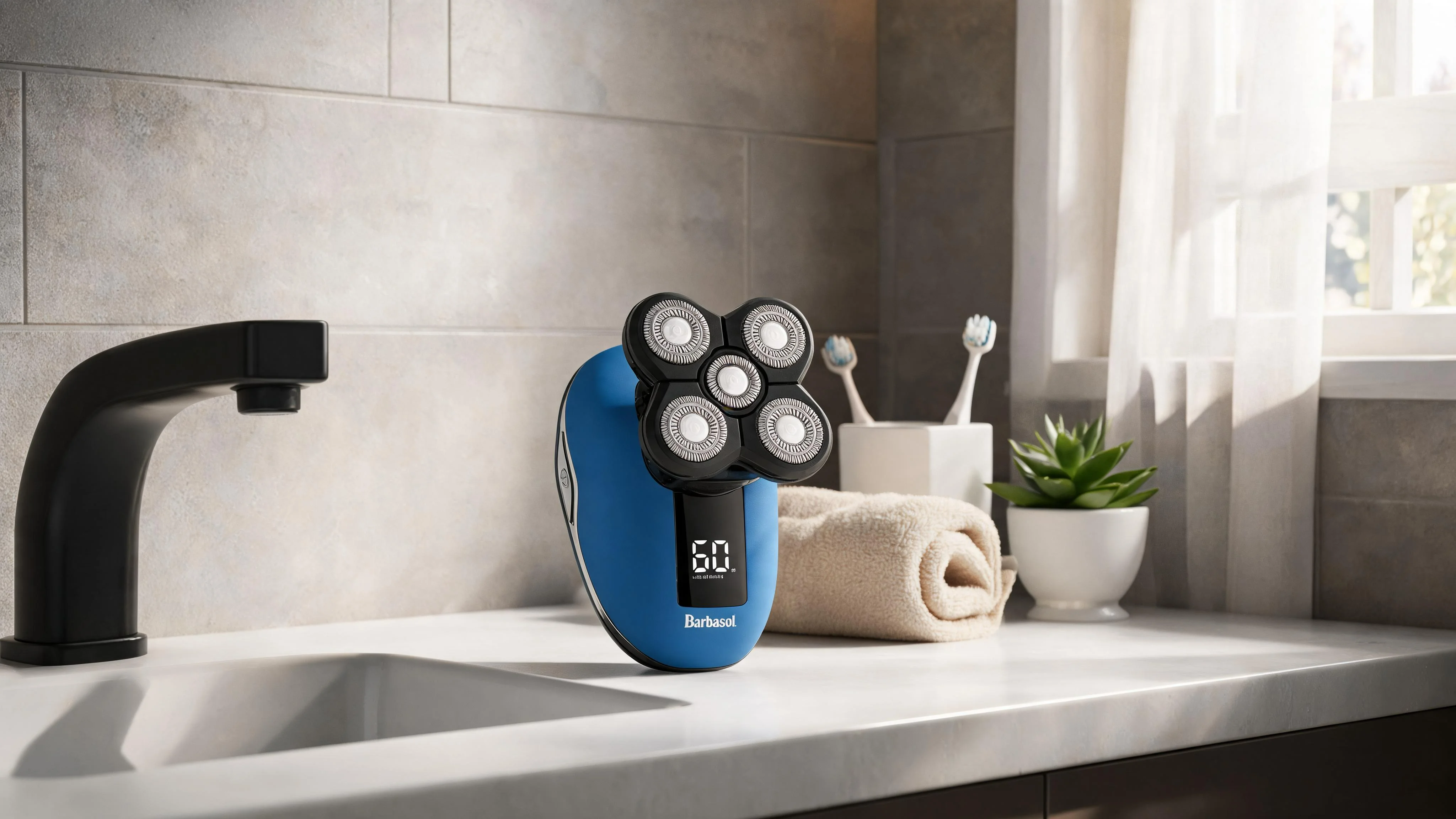 Rechargeable Wet and Dry Rotary Head Shaver with Stainless Steel Blades - Scene 7