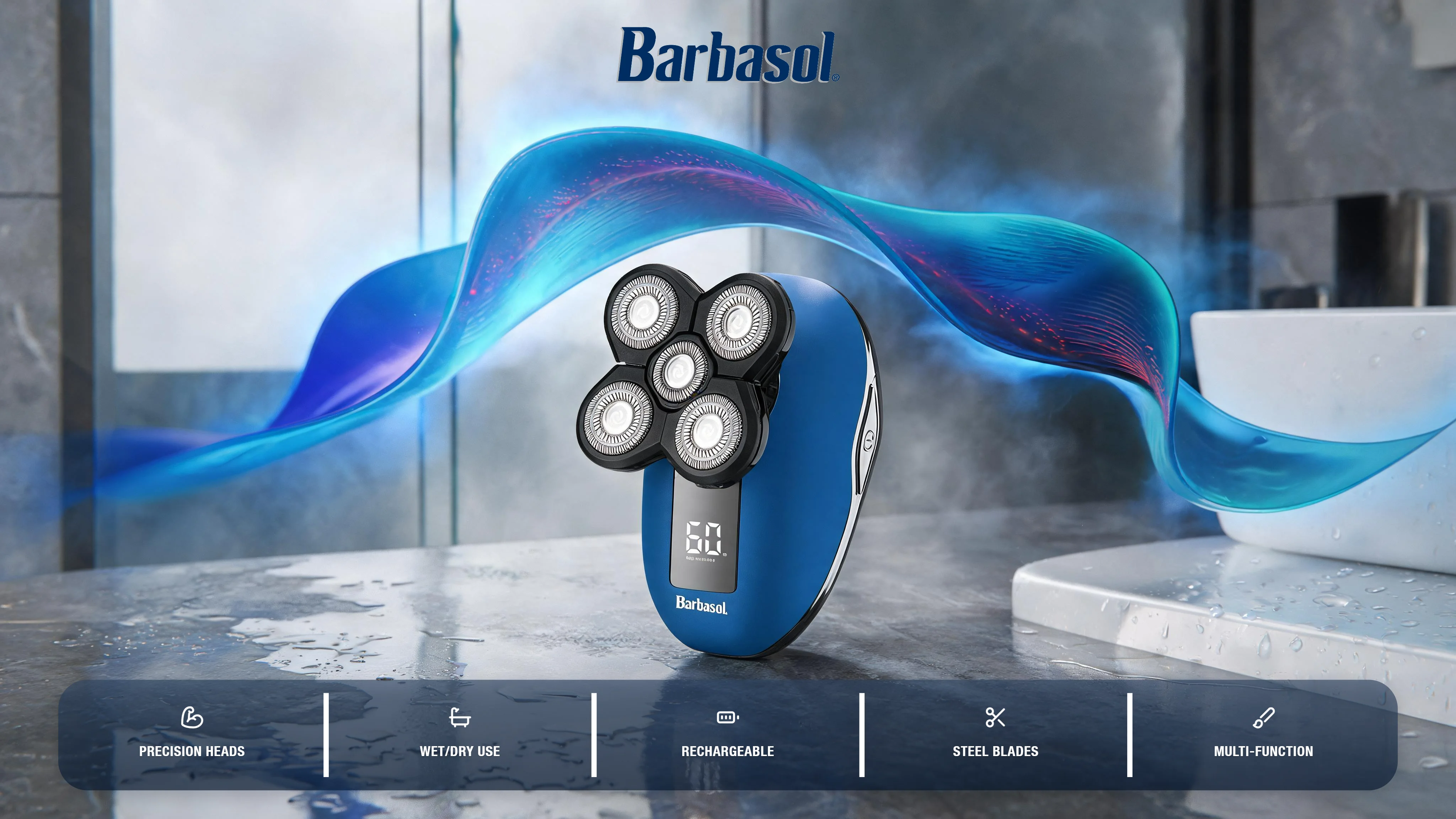 Rechargeable Wet and Dry Rotary Head Shaver with Stainless Steel Blades hero video