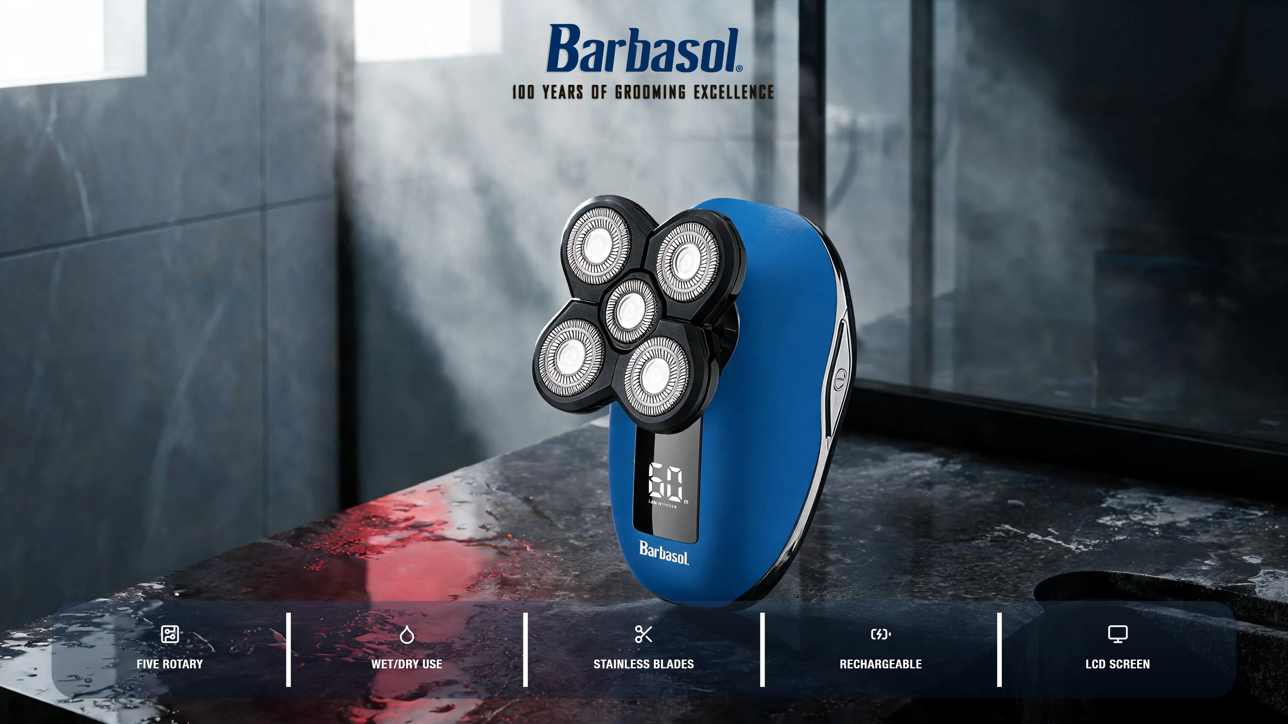 Rechargeable Wet and Dry Rotary Head Shaver with Stainless Steel Blades hero video