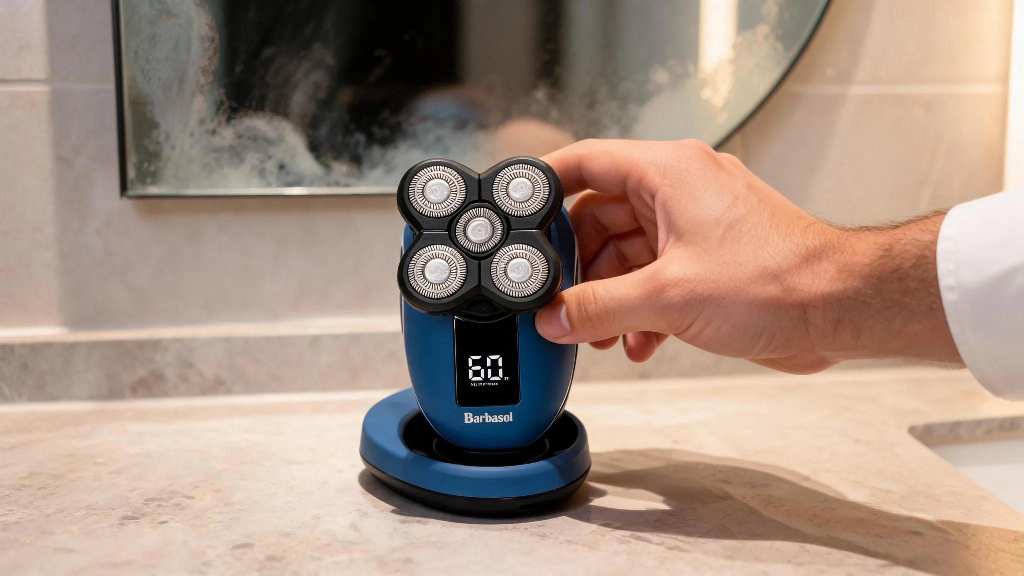Rechargeable Wet and Dry Rotary Head Shaver with Stainless Steel Blades - Scene 8