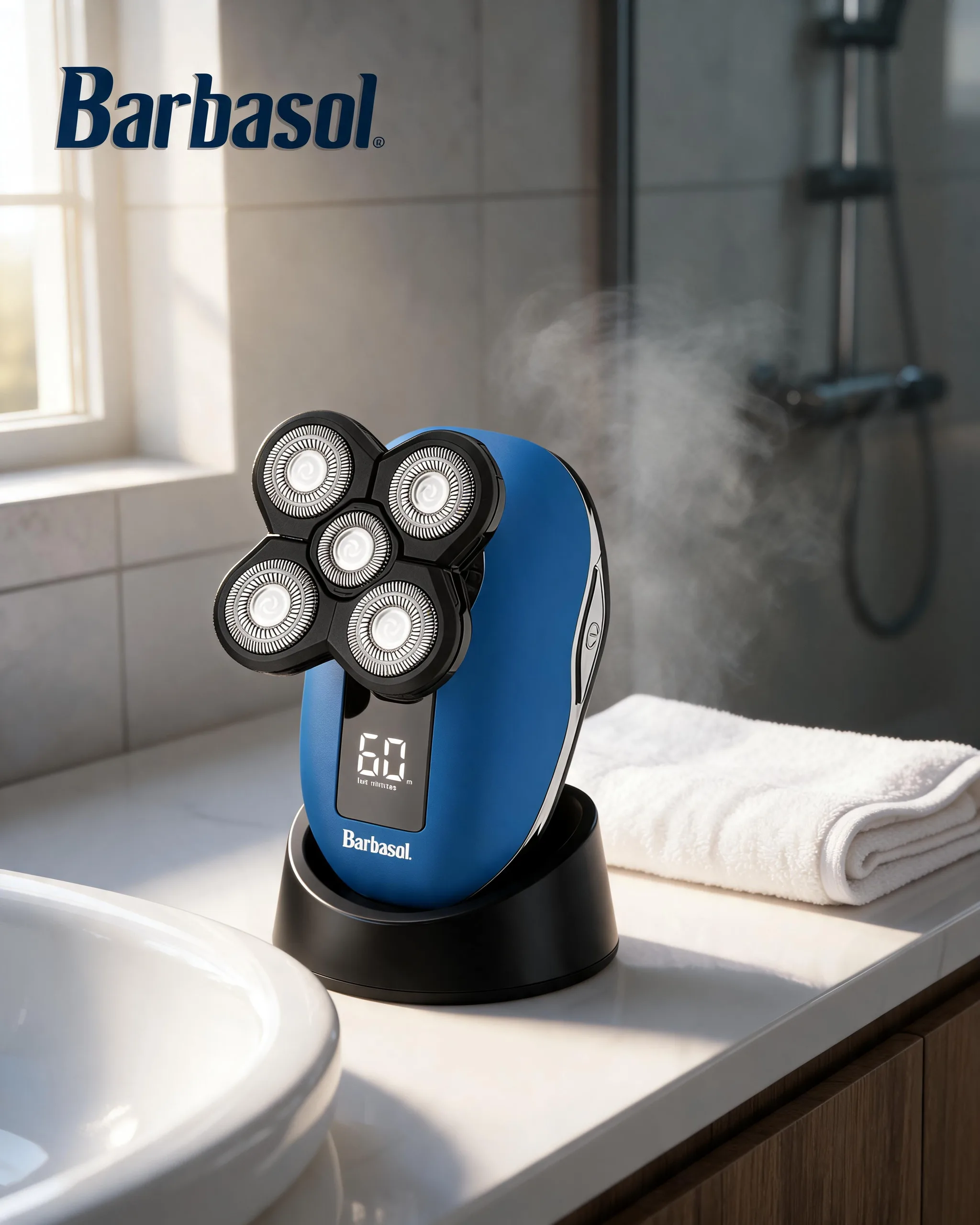 Barbasol Rechargeable Wet and Dry Rotary Head Shaver with Stainless Steel Blades