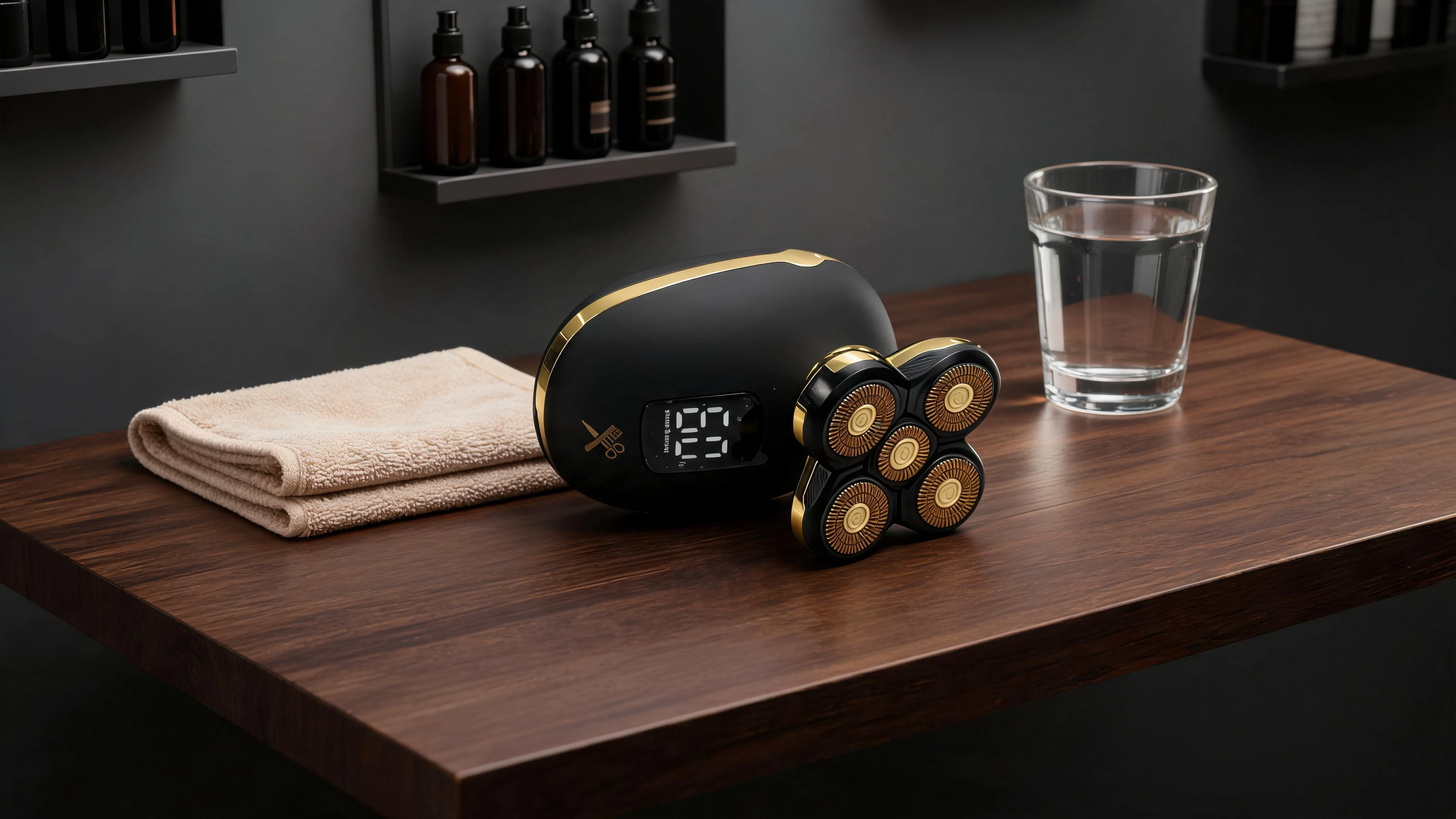 Mens Wet & Dry Waterproof 5 Pivoting Rotary Head Rechargeable Head Shaver, Wet & Dry Waterproof Electric Head Razor, LCD Display, Hypoallergenic Titanium Coated Blades, USB Charging hero video