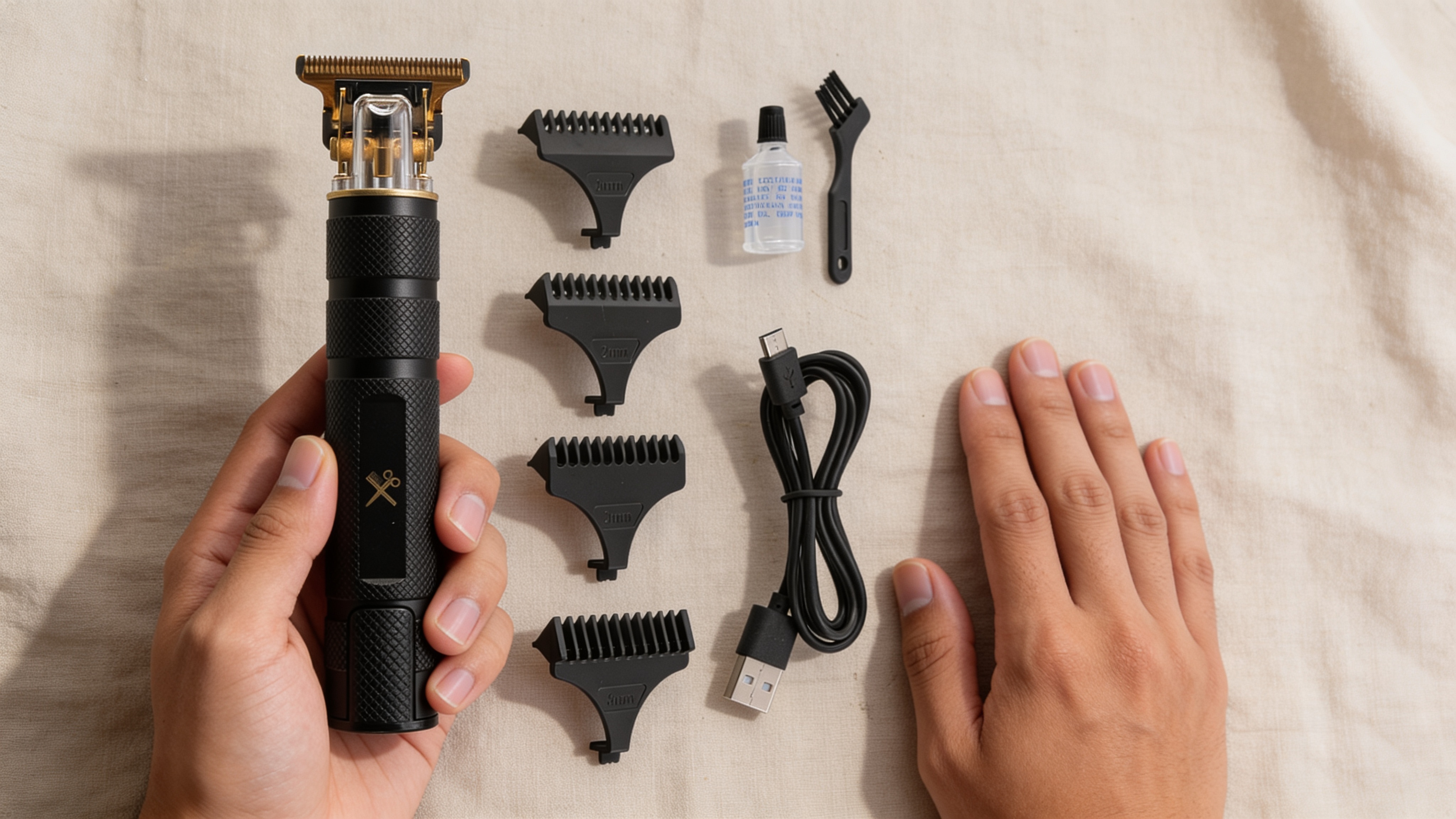 Cutting Edge LCD Rechargeable Zero-Gap T-Blade Hair & Beard Trimmer for Men, Black - Scene 5