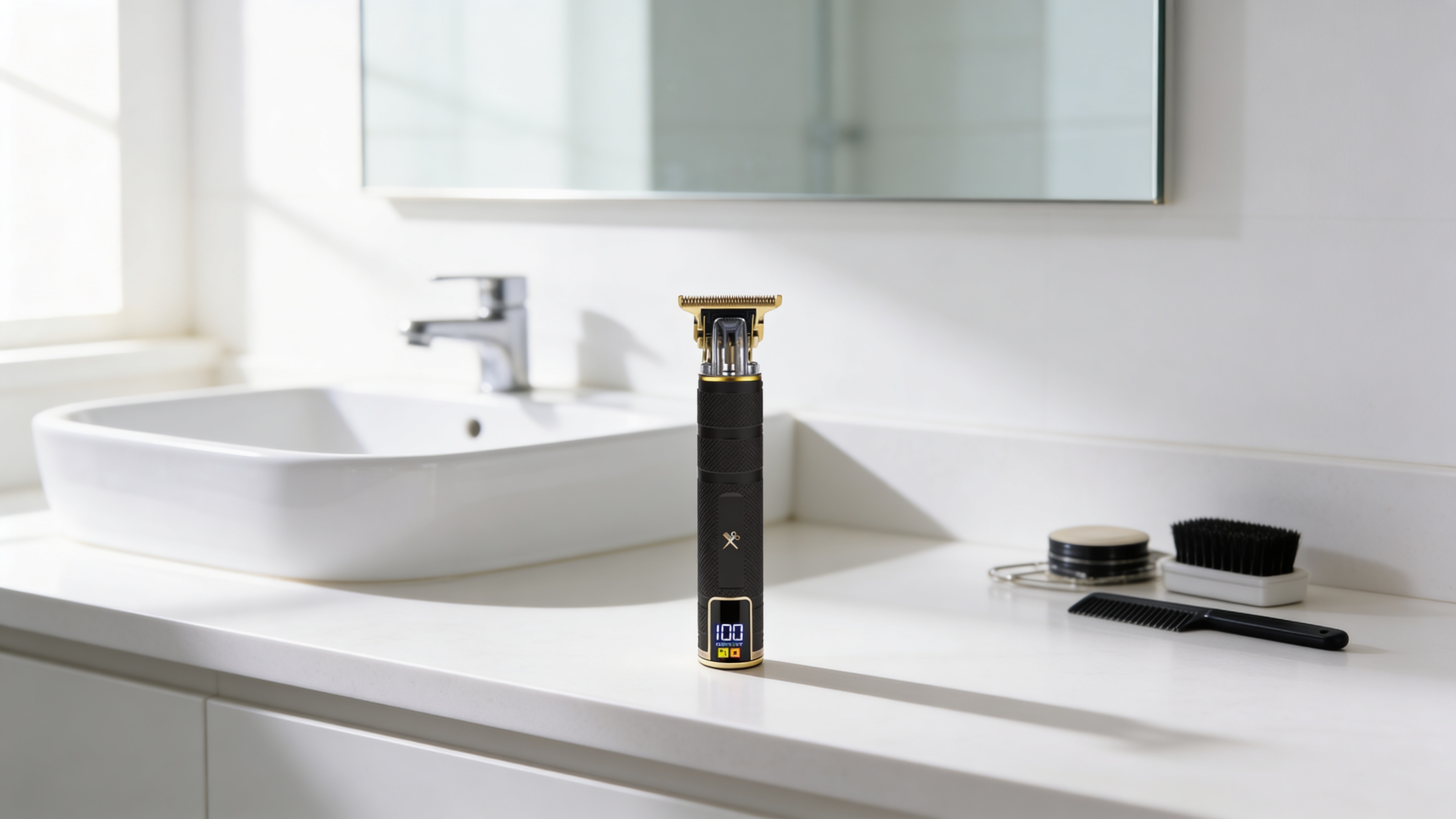 Cutting Edge LCD Rechargeable Zero-Gap T-Blade Hair & Beard Trimmer for Men, Black - Scene 6