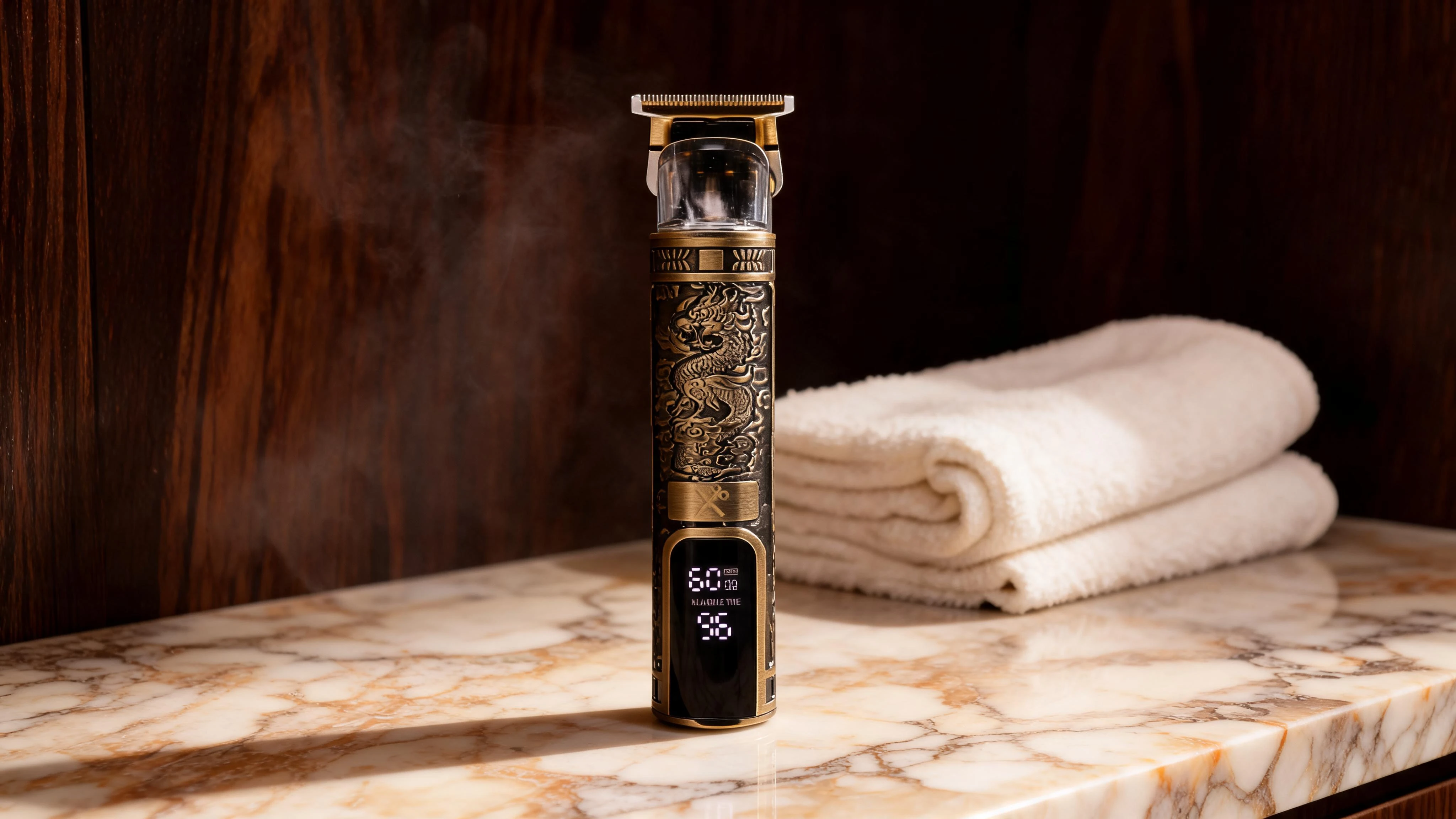 Dragon Design LCD Rechargeable Zero-Gap T-Blade Hair & Beard Trimmer for Men - Scene 4