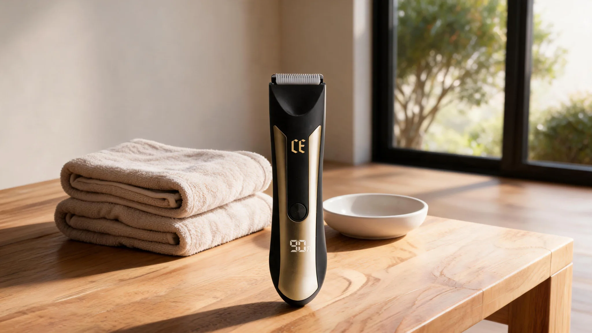 Mens Waterproof Body Trimmer with LED Light, Body Hair Trimmer with Adjustable Guide Comb, Ceramic Blade, LCD Indicator, Rechargeable 90 Minute - Scene 6