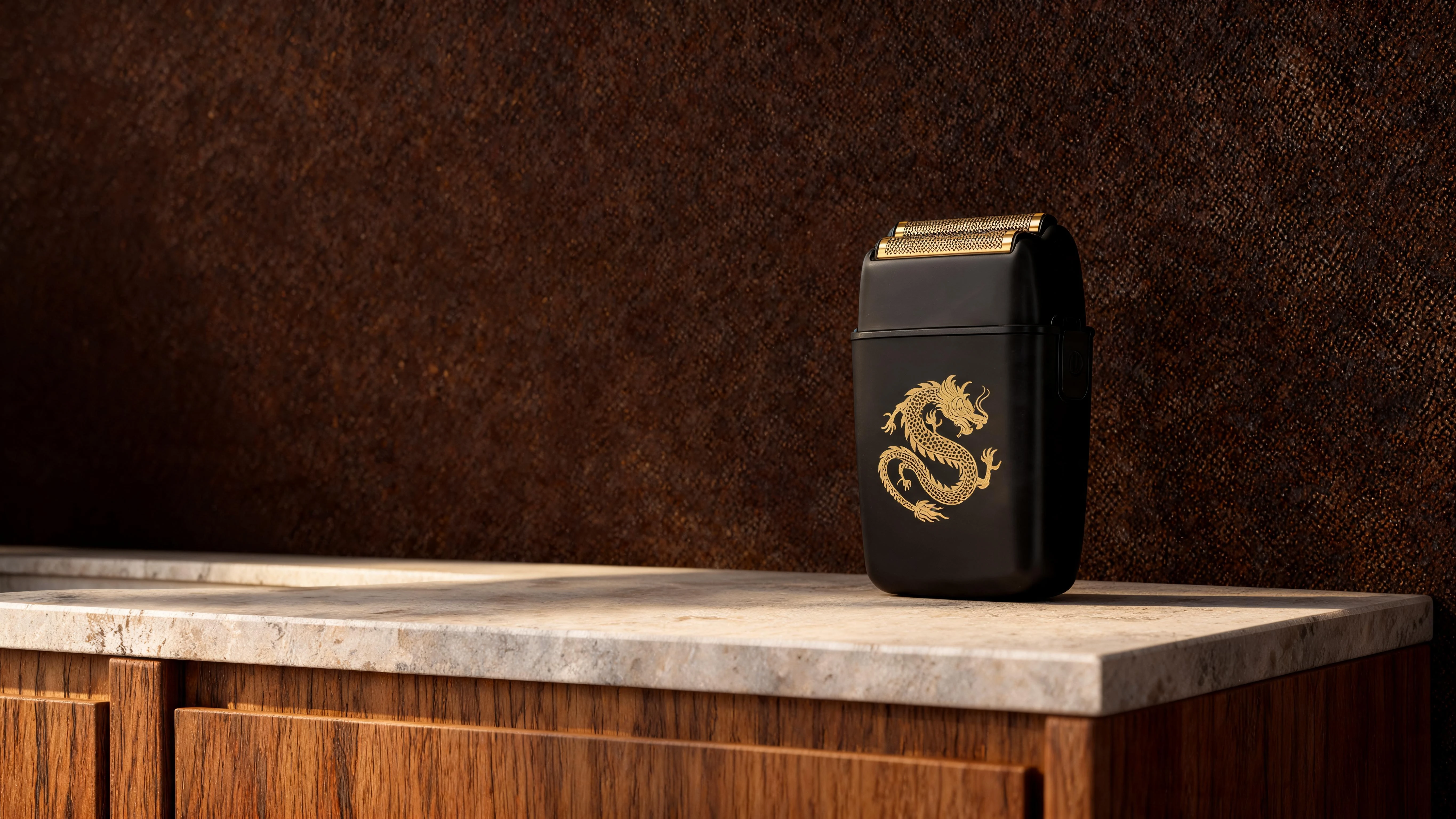 Kyoto Professional Electric Shaver – Dual Gold Foil Hypoallergenic Blades with Dragon Motif Metal Body - Scene 5