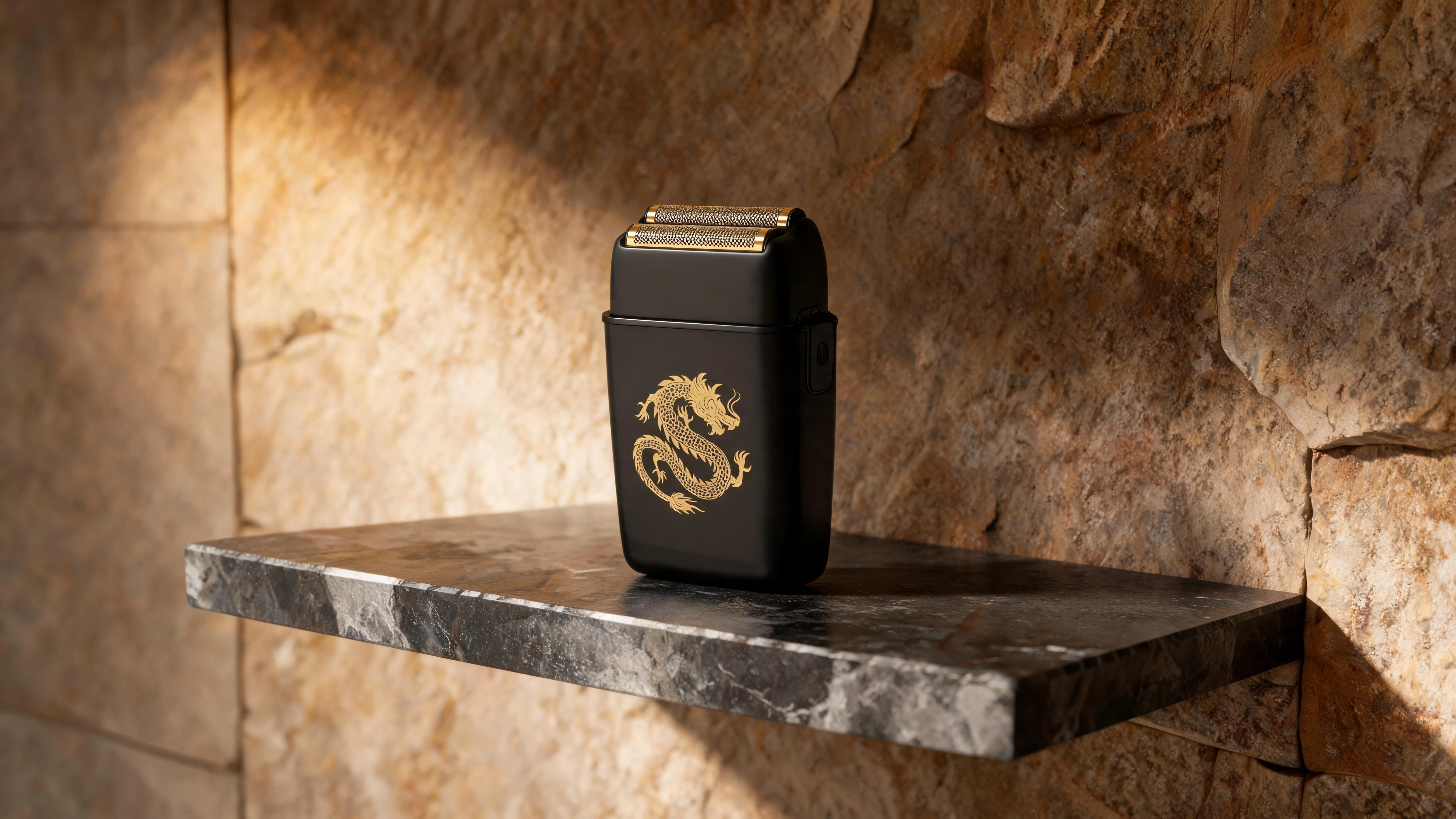Kyoto Professional Electric Shaver – Dual Gold Foil Hypoallergenic Blades with Dragon Motif Metal Body - Scene 4