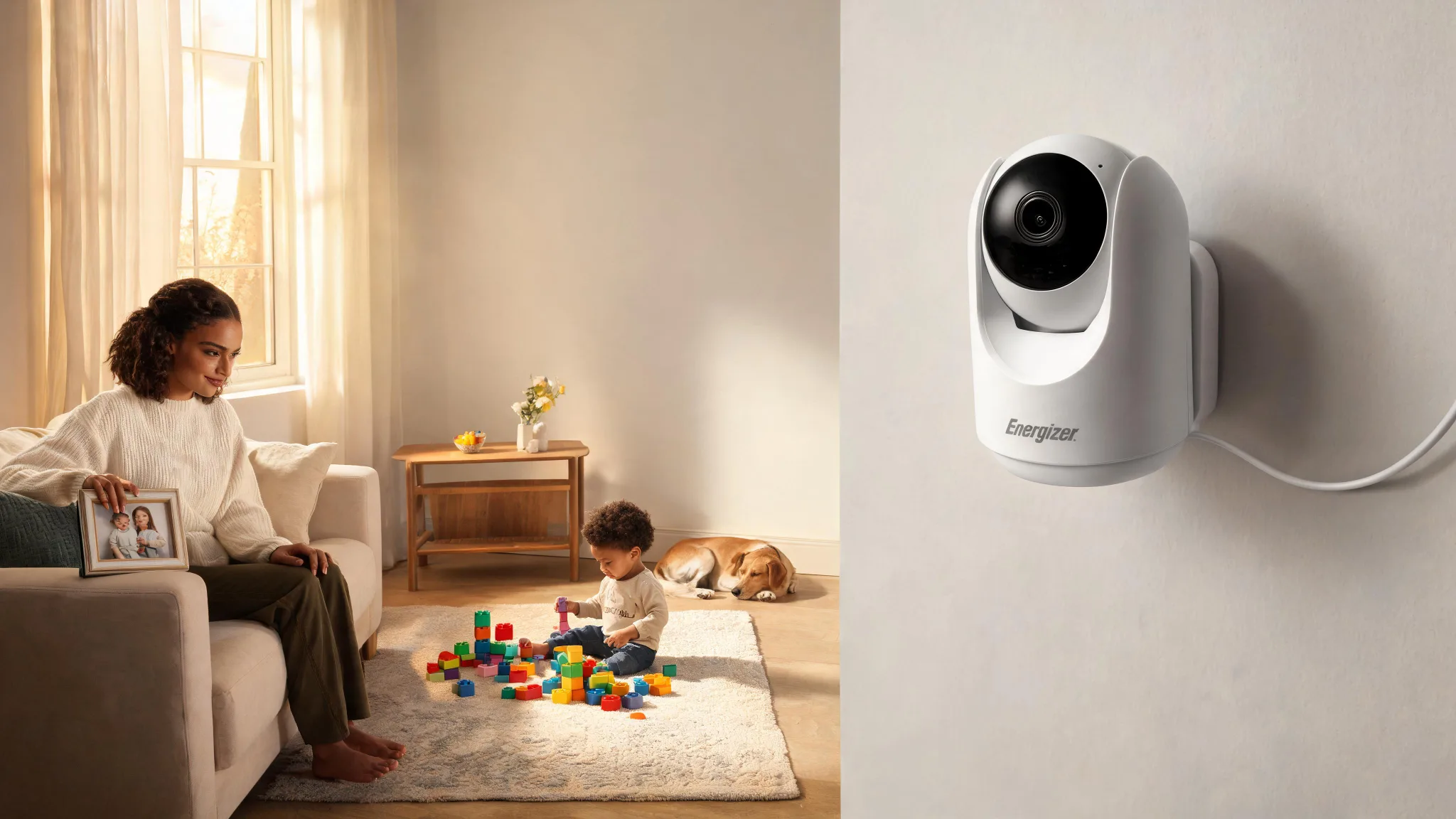 Energizer Connect Smart Wi-Fi 2K QHD Indoor P/T Security Camera with Motion Tracking in White - Scene 6
