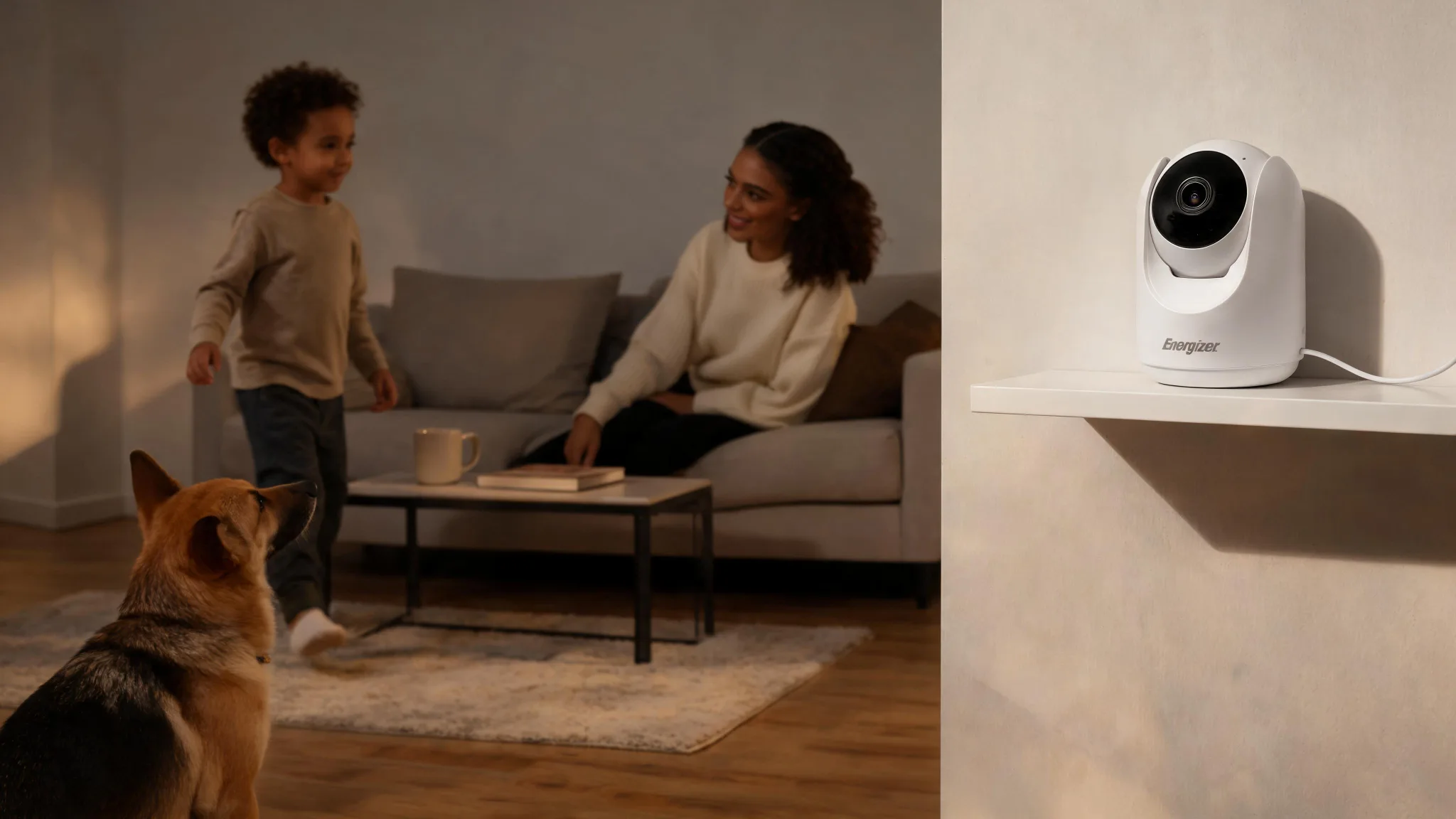 Energizer Connect Smart Wi-Fi 2K QHD Indoor P/T Security Camera with Motion Tracking in White - Scene 5