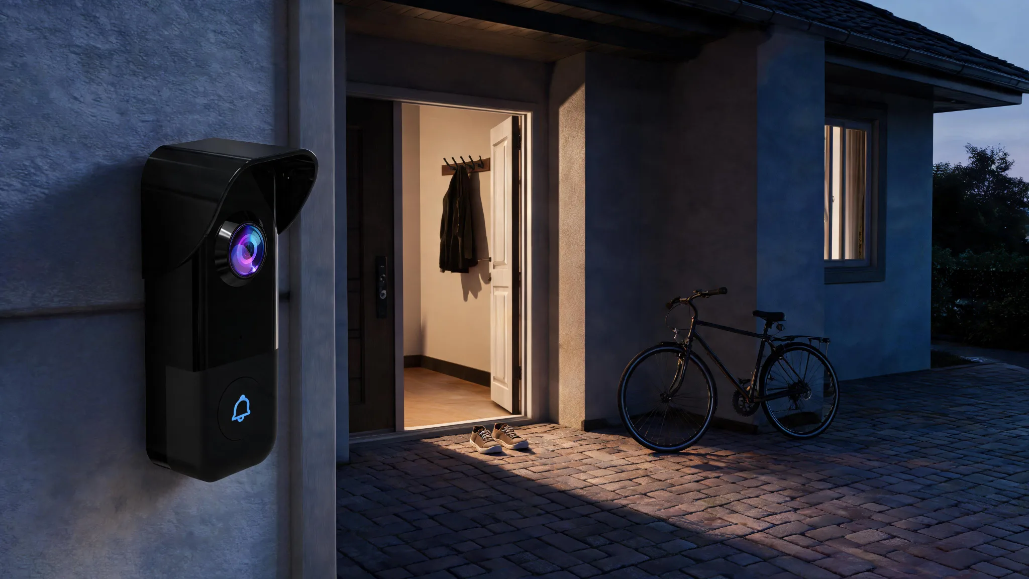 Energizer Connect Smart 5GHz Wi-Fi 2K QHD Wired Video Doorbell with True Color Night Vision and Wireless Chime in Black - Scene 4