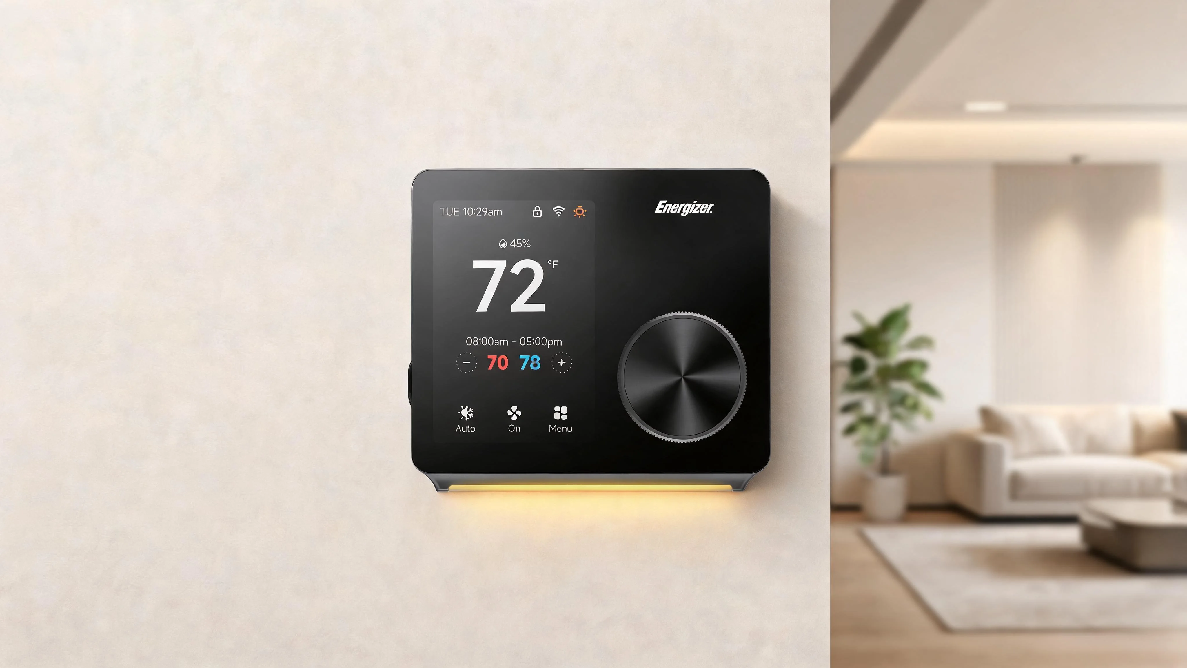 Energizer Connect Smart 5GHz Wi-Fi Programmable Thermostat with LCD Touchscreen and Voice/App Control in Black - Scene 4