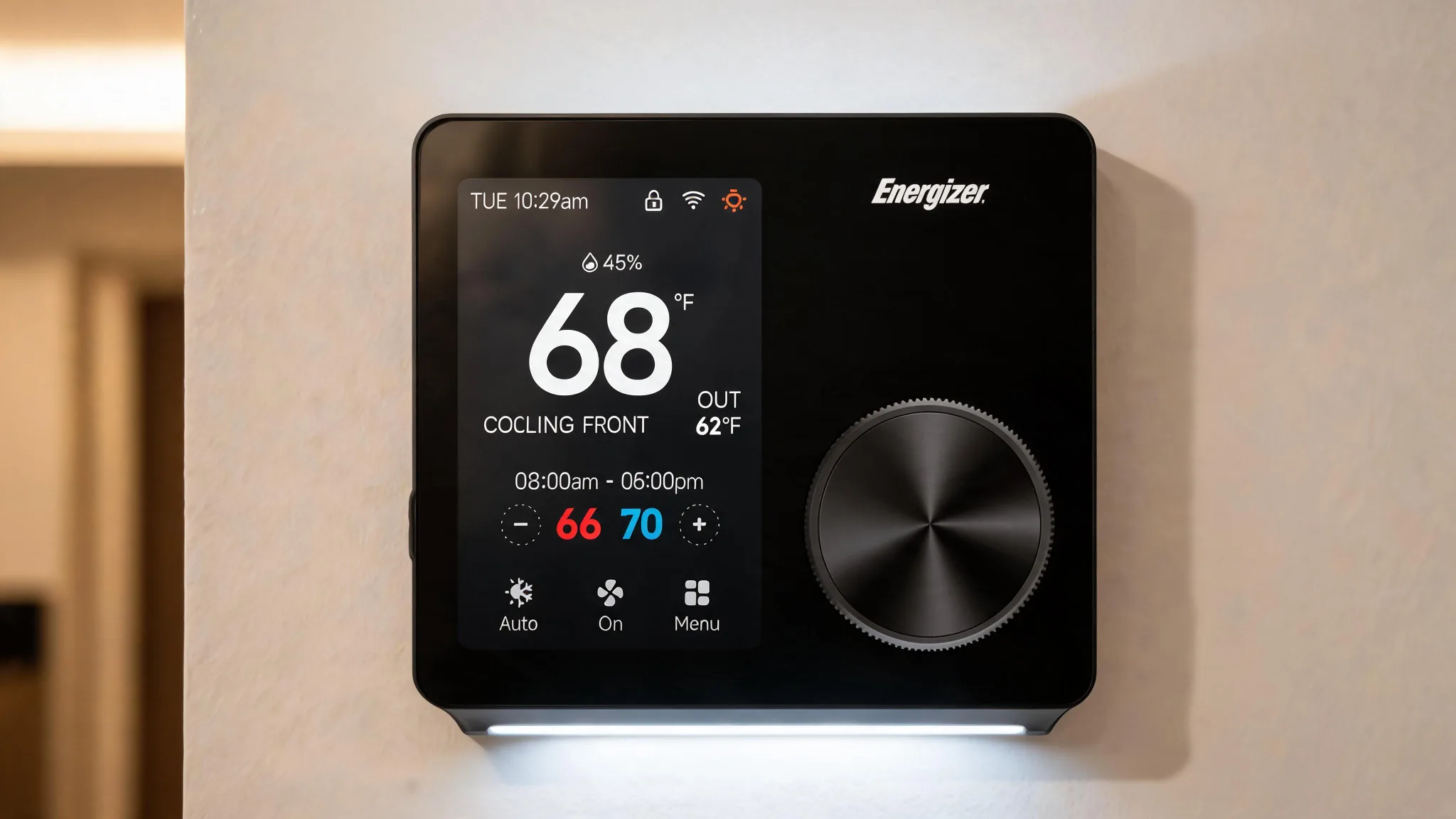 Energizer Connect Smart 5GHz Wi-Fi Programmable Thermostat with LCD Touchscreen and Voice/App Control in Black - Scene 2