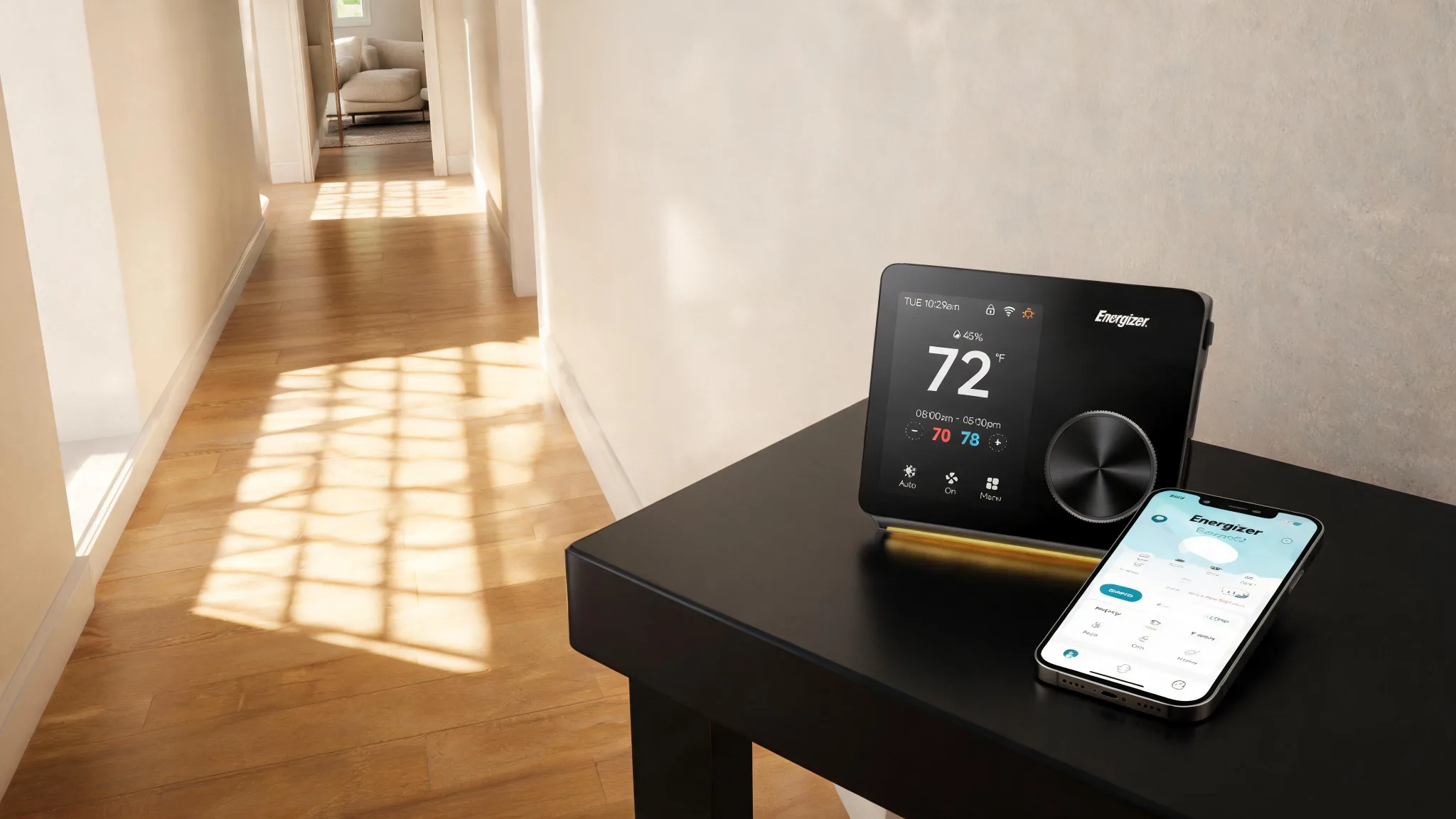 Energizer Connect Smart 5GHz Wi-Fi Programmable Thermostat with LCD Touchscreen and Voice/App Control in Black - Scene 6